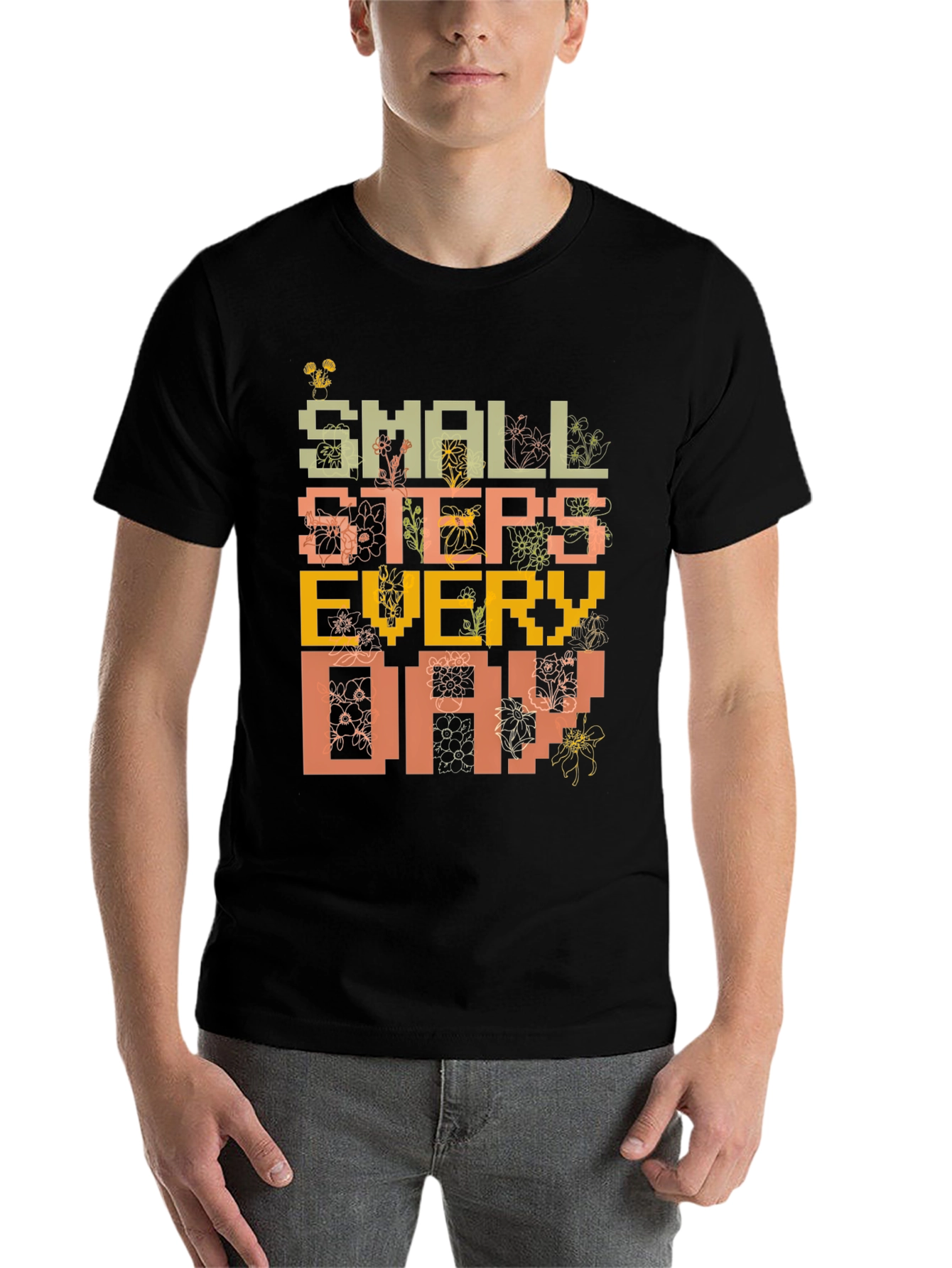Black Small Steps Everyday Graphic Tee - Black view 7