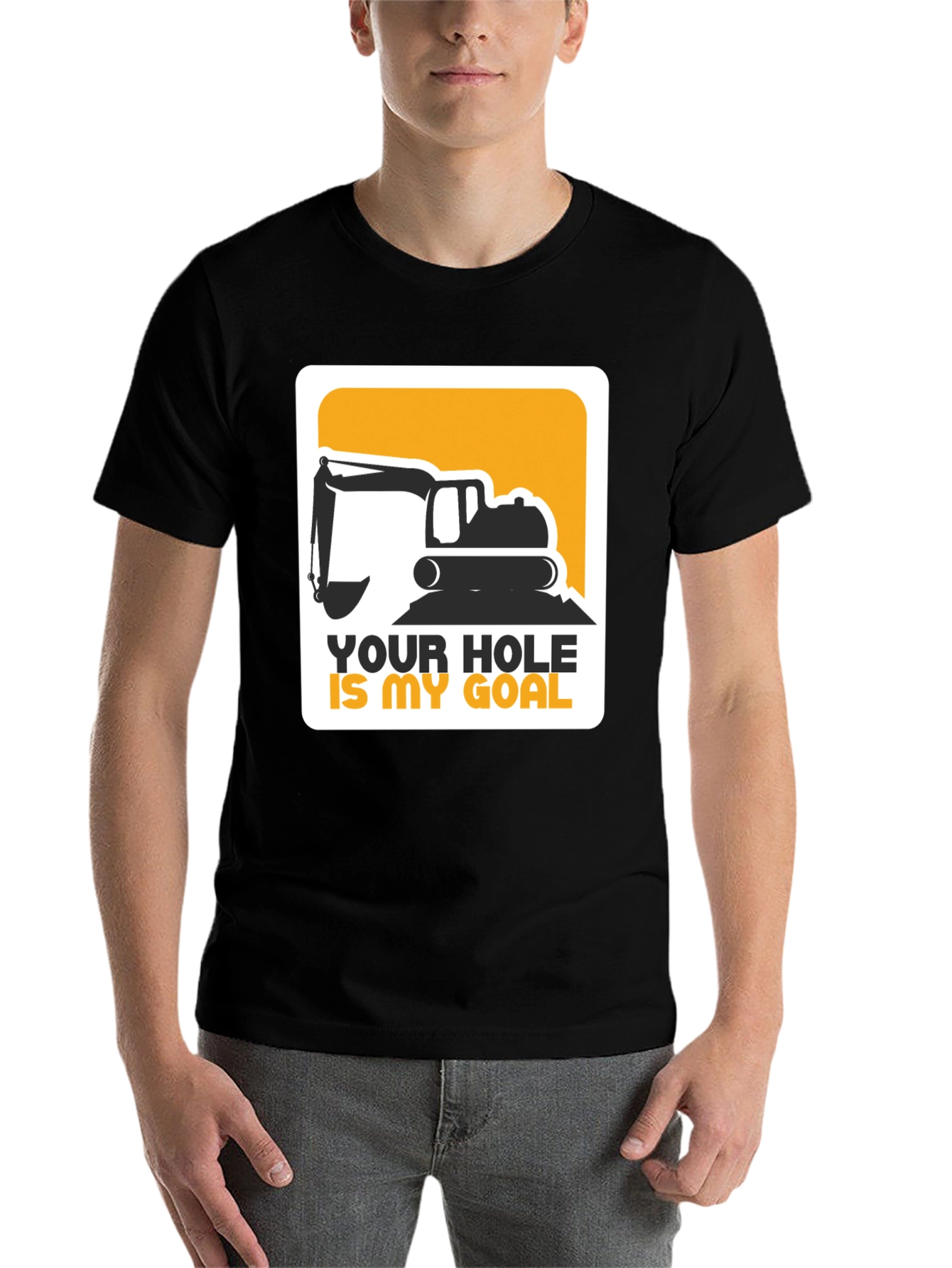 Black Your Hole Is My Goal Excavator T-Shirt view 7