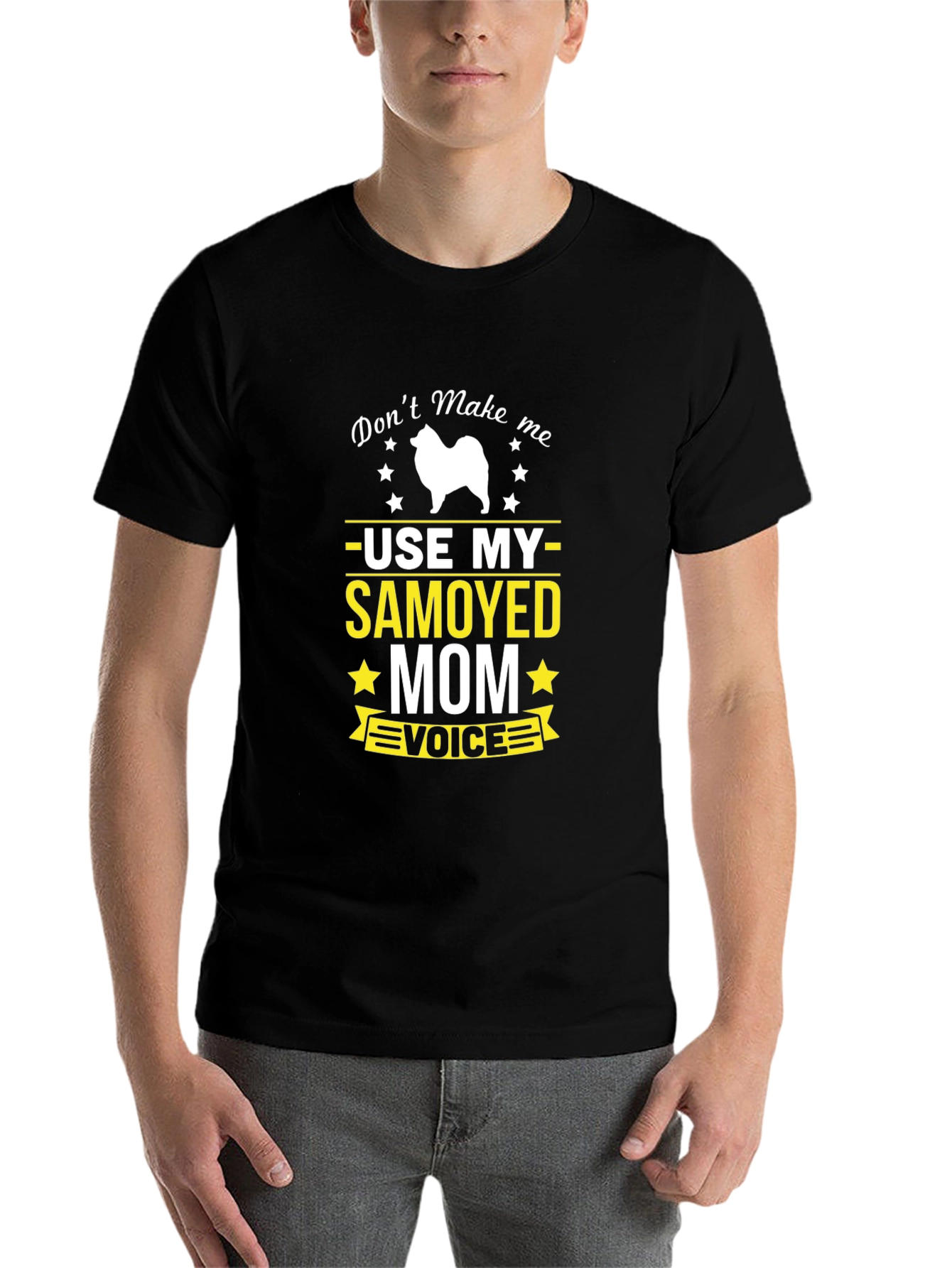 Black Samoyed Mom Voice T-Shirt - Funny Dog Lover Tee view 7