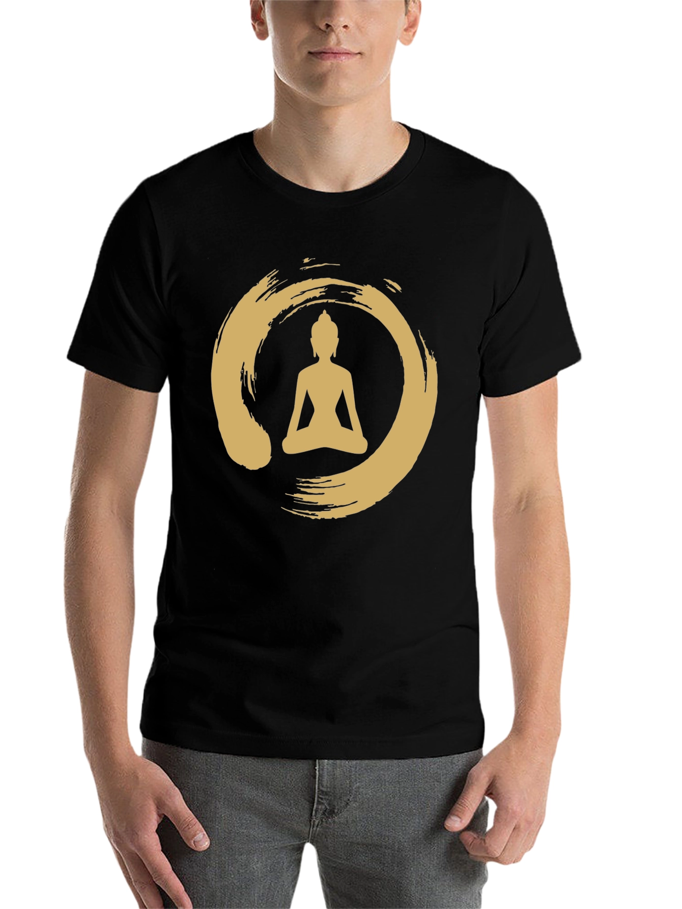 Black Enso Zen Circle Buddha T-Shirt - Black view 7