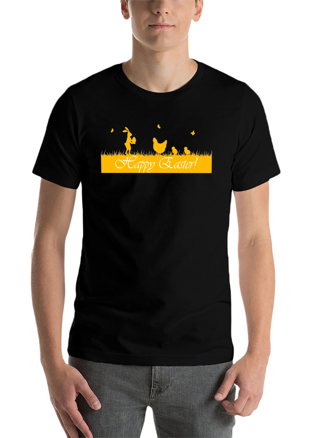 Camiseta Negra con Diseño de Pascua