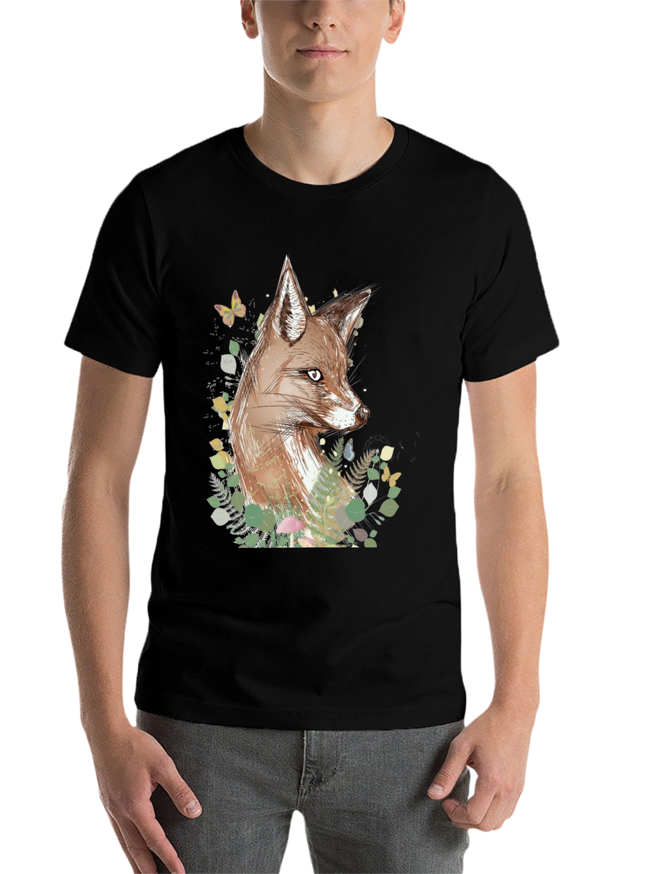 Black Fox Graphic Print Black T-Shirt view 7