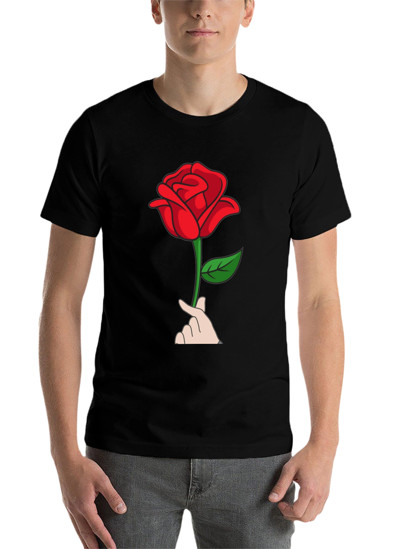 Black Rose Heart T-Shirt - Black view 7