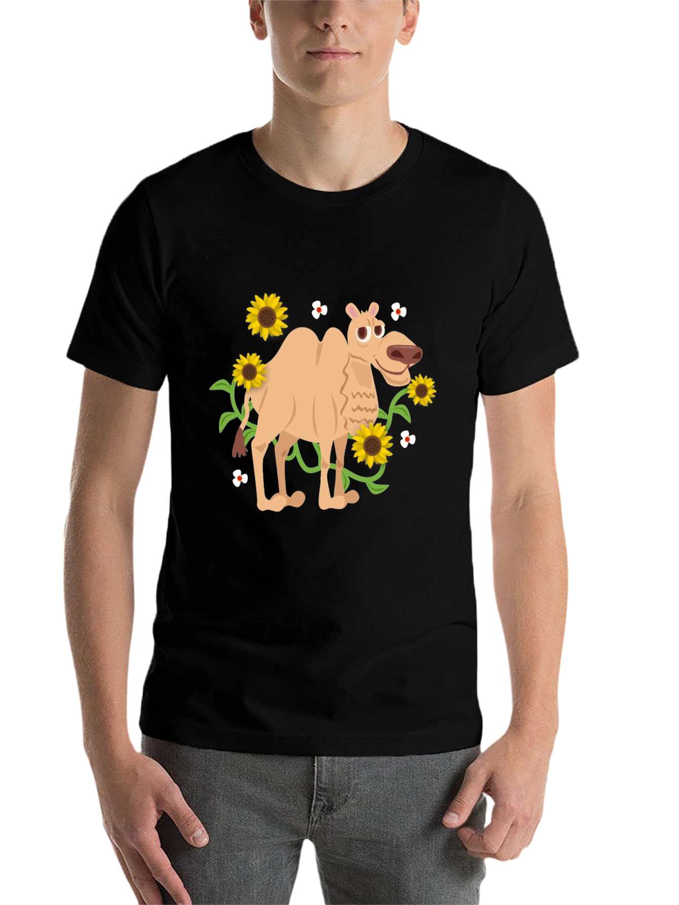 Black Camel and Sunflowers Graphic Tee view 7