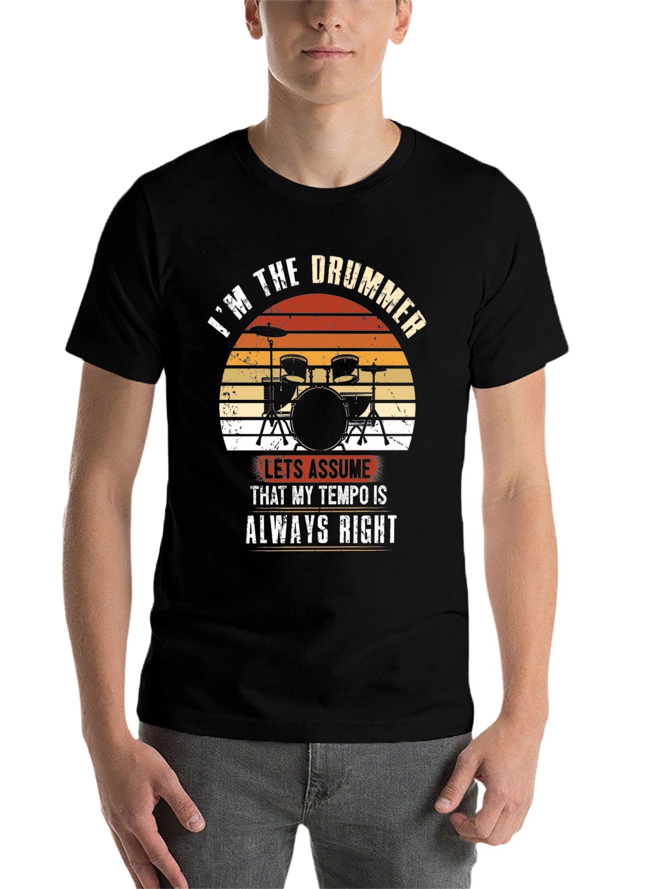 Black I'm the Drummer T-Shirt - Tempo Always Right view 7