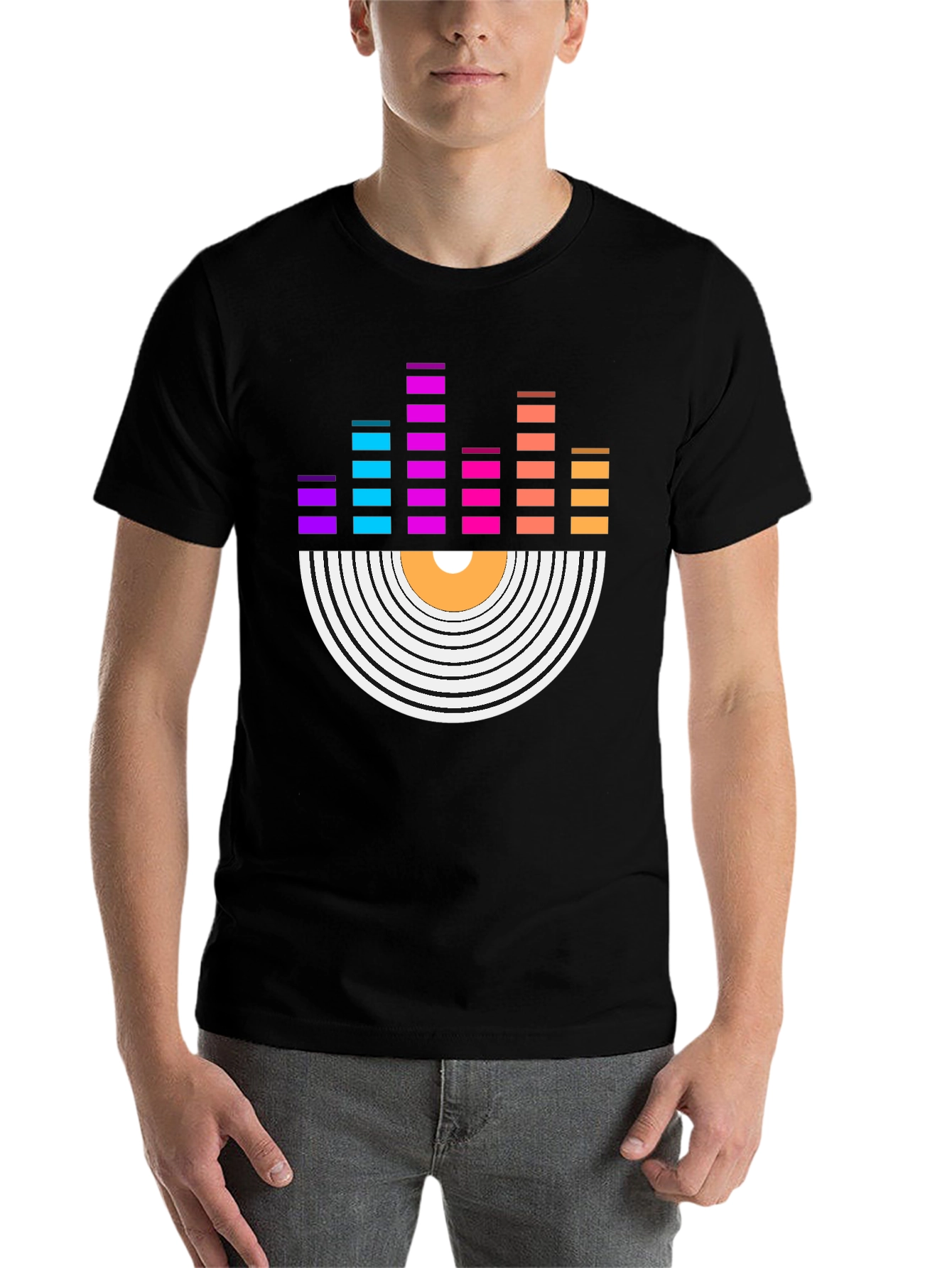 Vinyl Record Equalizer Graphic Tee - Retro Music Shirt - 7