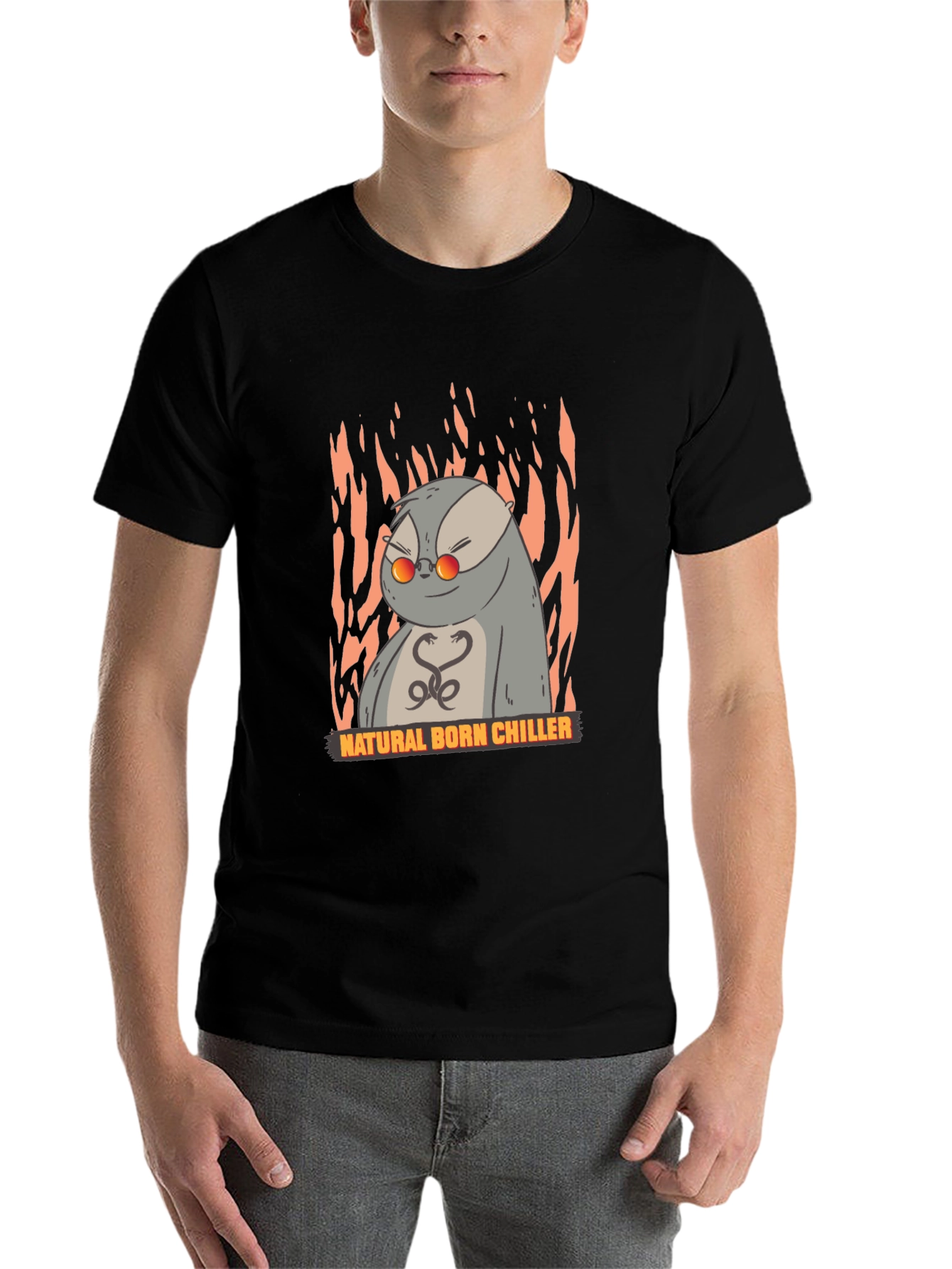 Black Natural Born Chiller Otter Graphic T-Shirt view 7