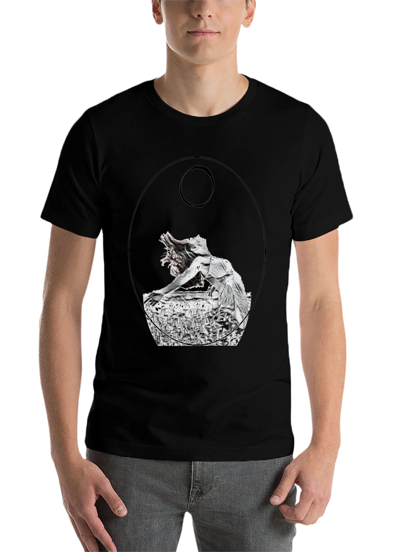 Black Abstract Graphic Print Black T-Shirt view 7
