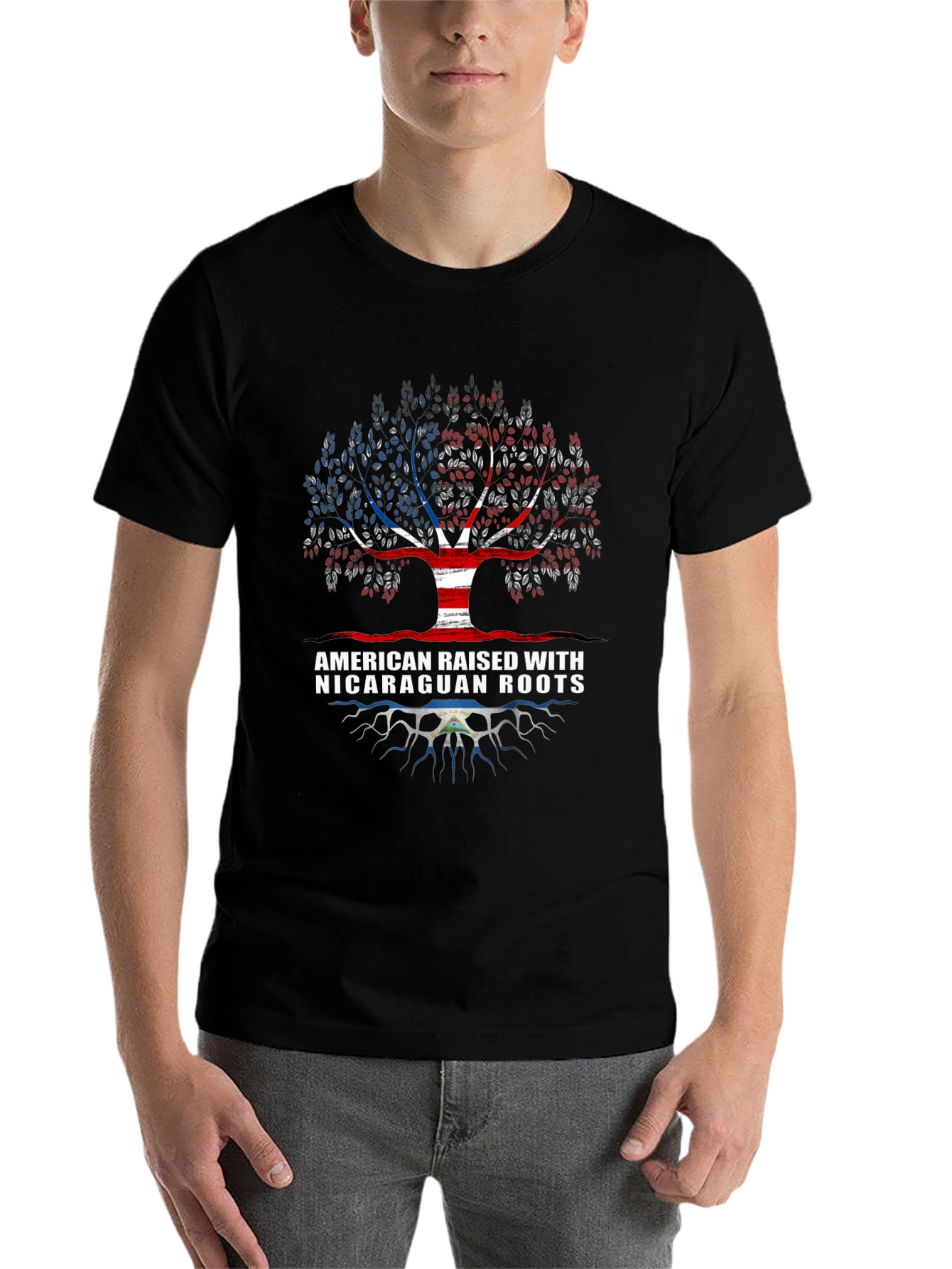 Black American Nicaraguan Roots T-Shirt view 7