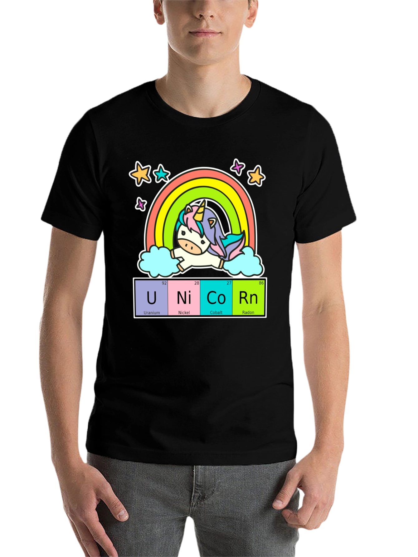 Black Unicorn Periodic Table Black T-Shirt view 7
