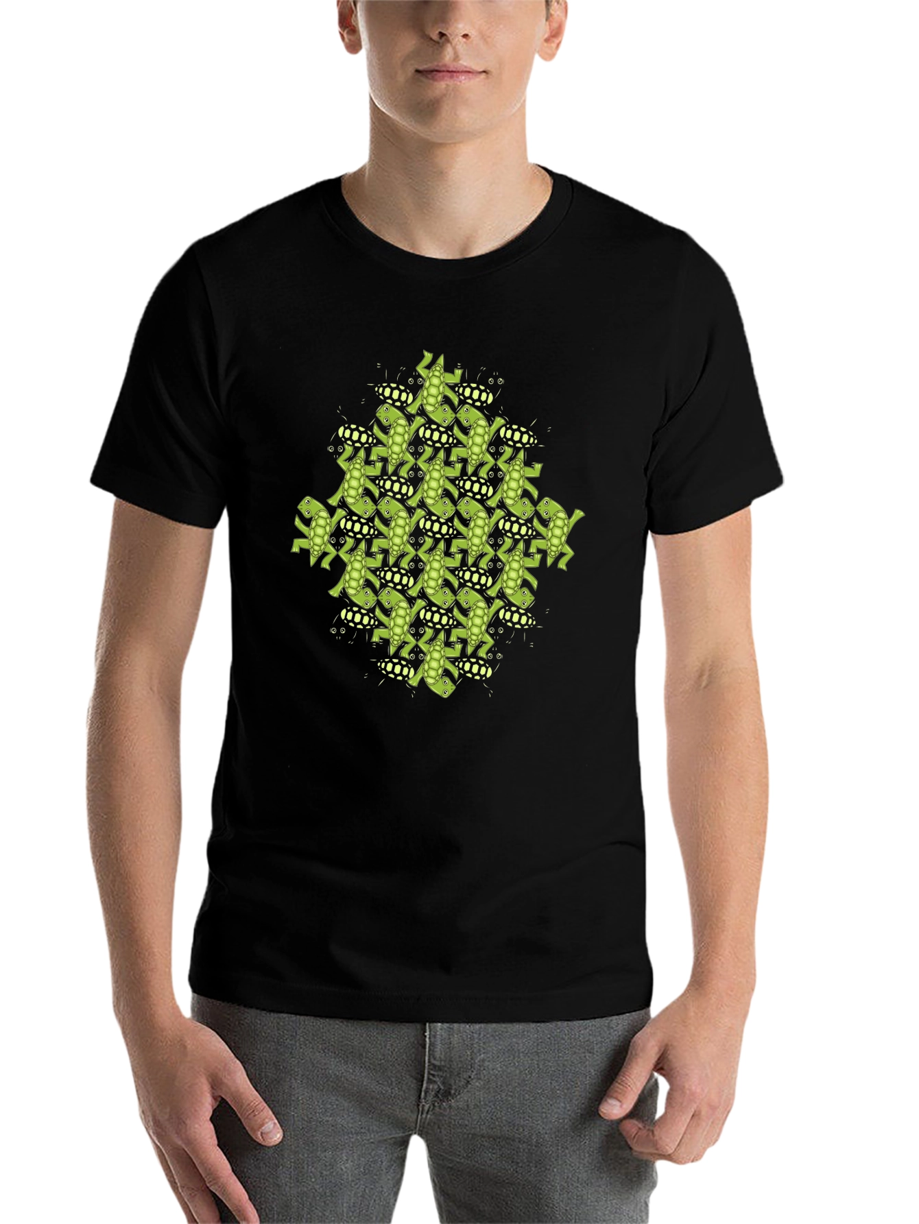 Black Frog Tessellation Print T-Shirt view 7