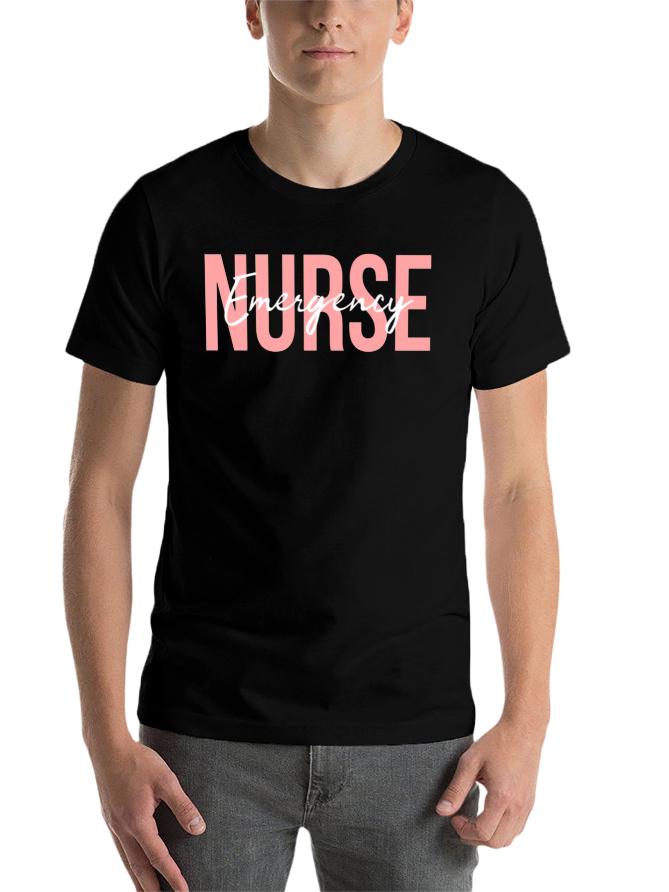 Black Emergency Nurse T-Shirt, Medical Staff Apparel view 7