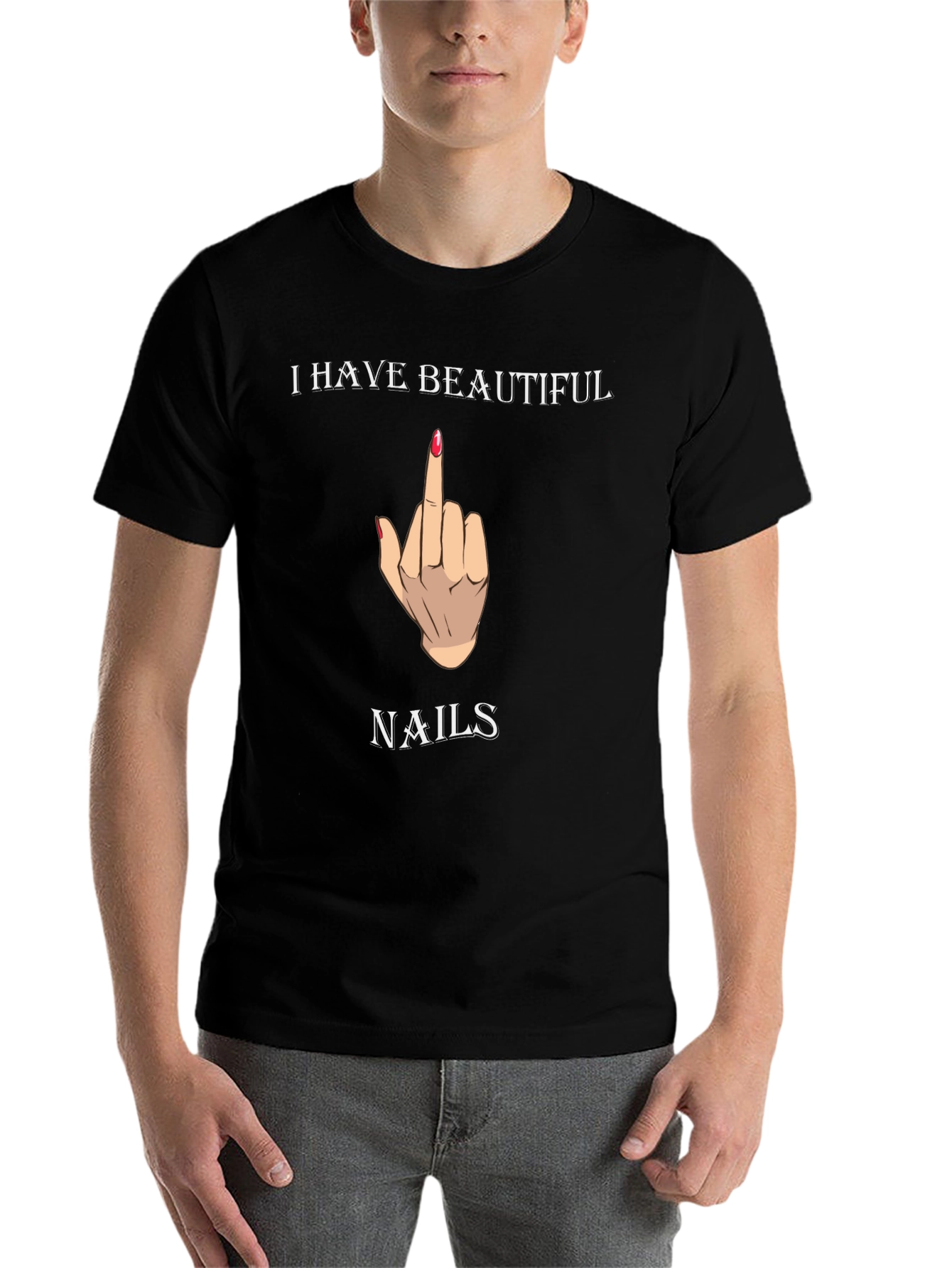 Black Beautiful Nails Graphic Tee - Funny T-Shirt view 7