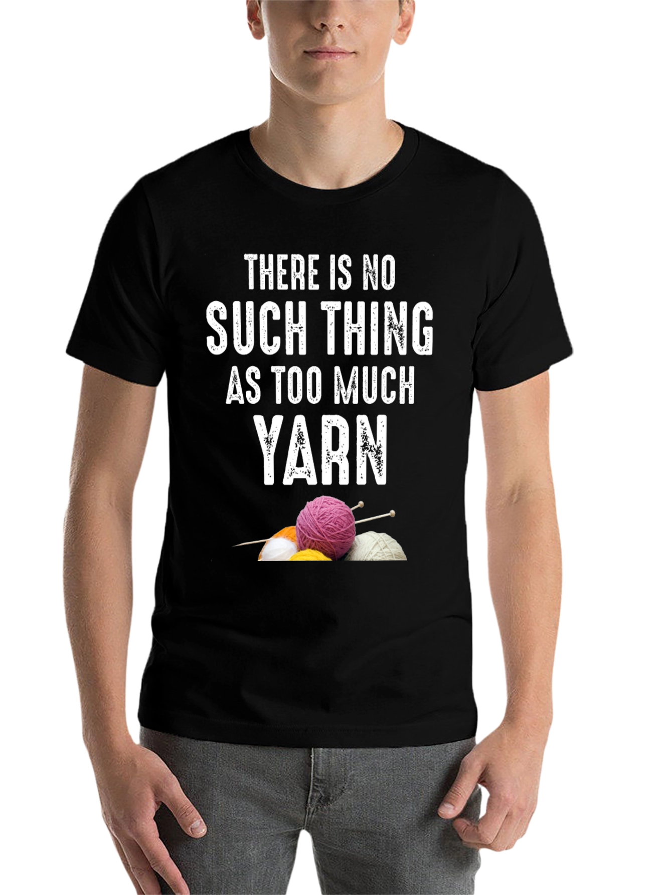 Black Yarn Lover T-Shirt - Knitting & Crochet Gift view 7