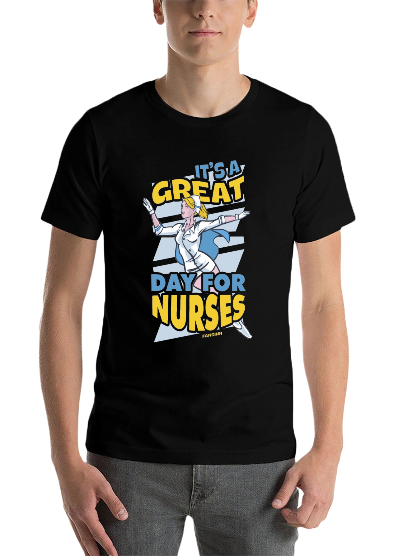 Black It's a Great Day for Nurses T-Shirt view 7