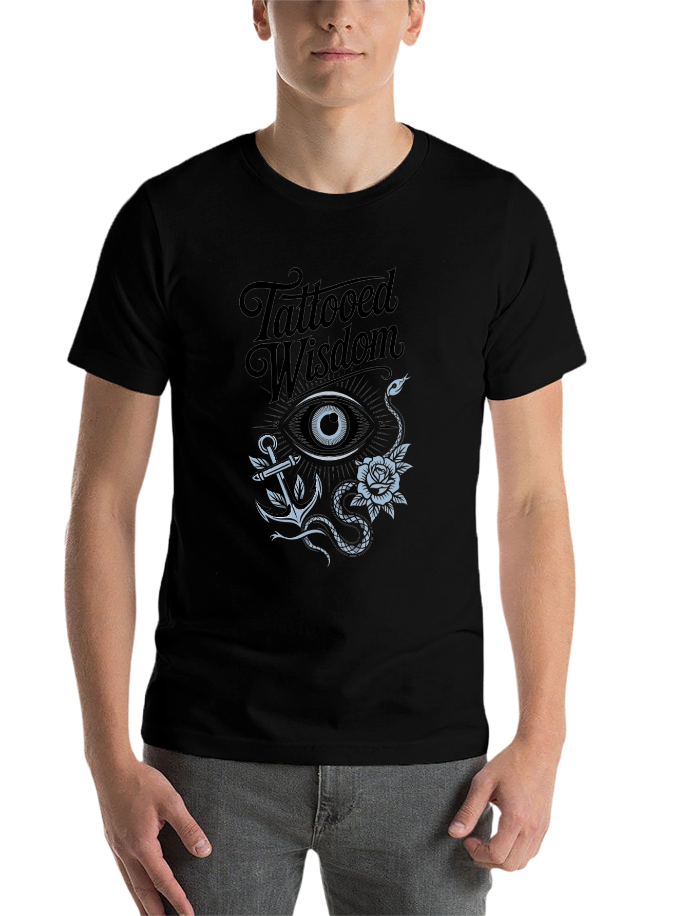 Tattooed Wisdom Graphic Tee - Men's Black T-Shirt - 7