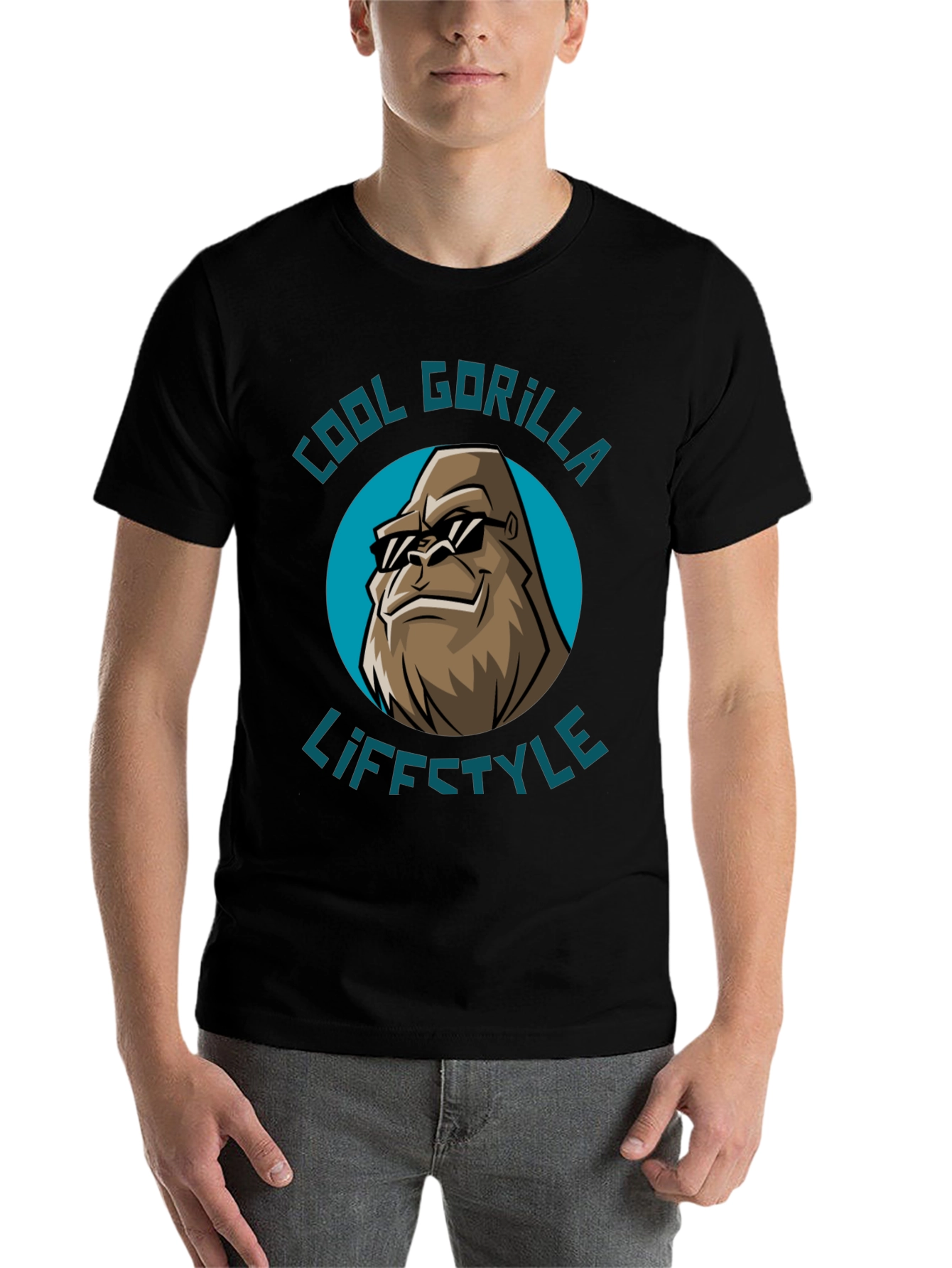 Black Cool Gorilla Lifestyle Graphic T-Shirt view 7