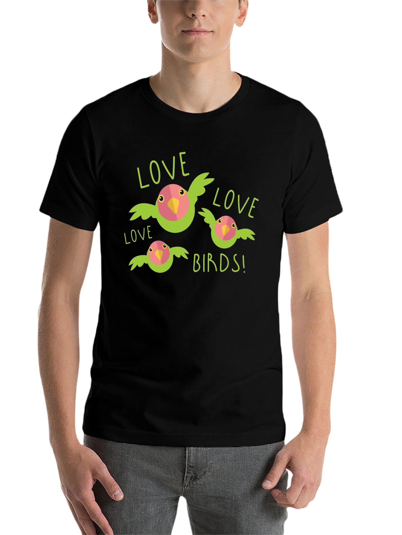 Black Love Birds Black T-Shirt view 7