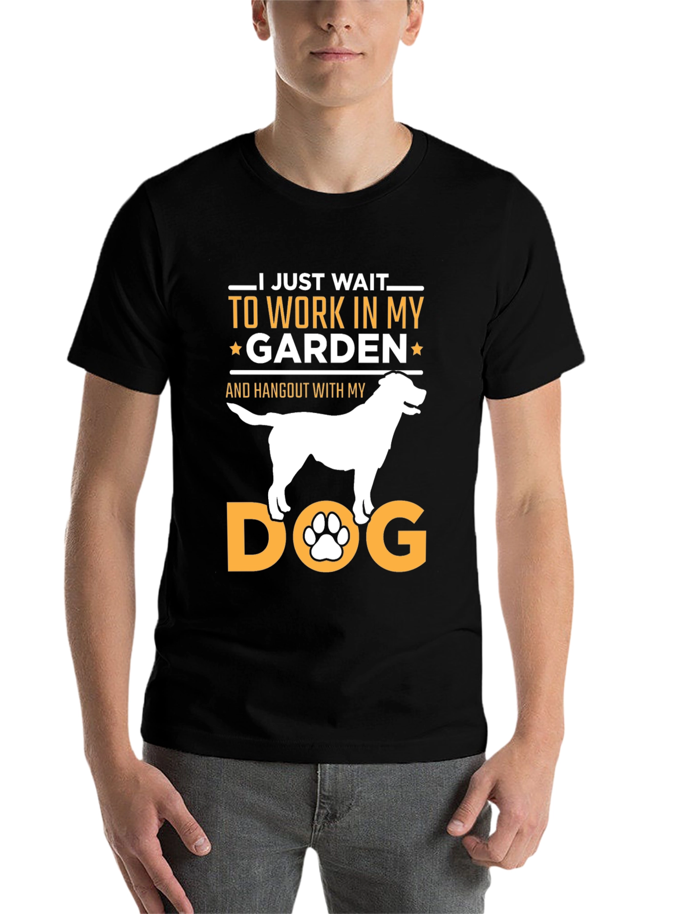 Black Dog Garden T-Shirt: I Just Wait To Work In My Garden! view 7
