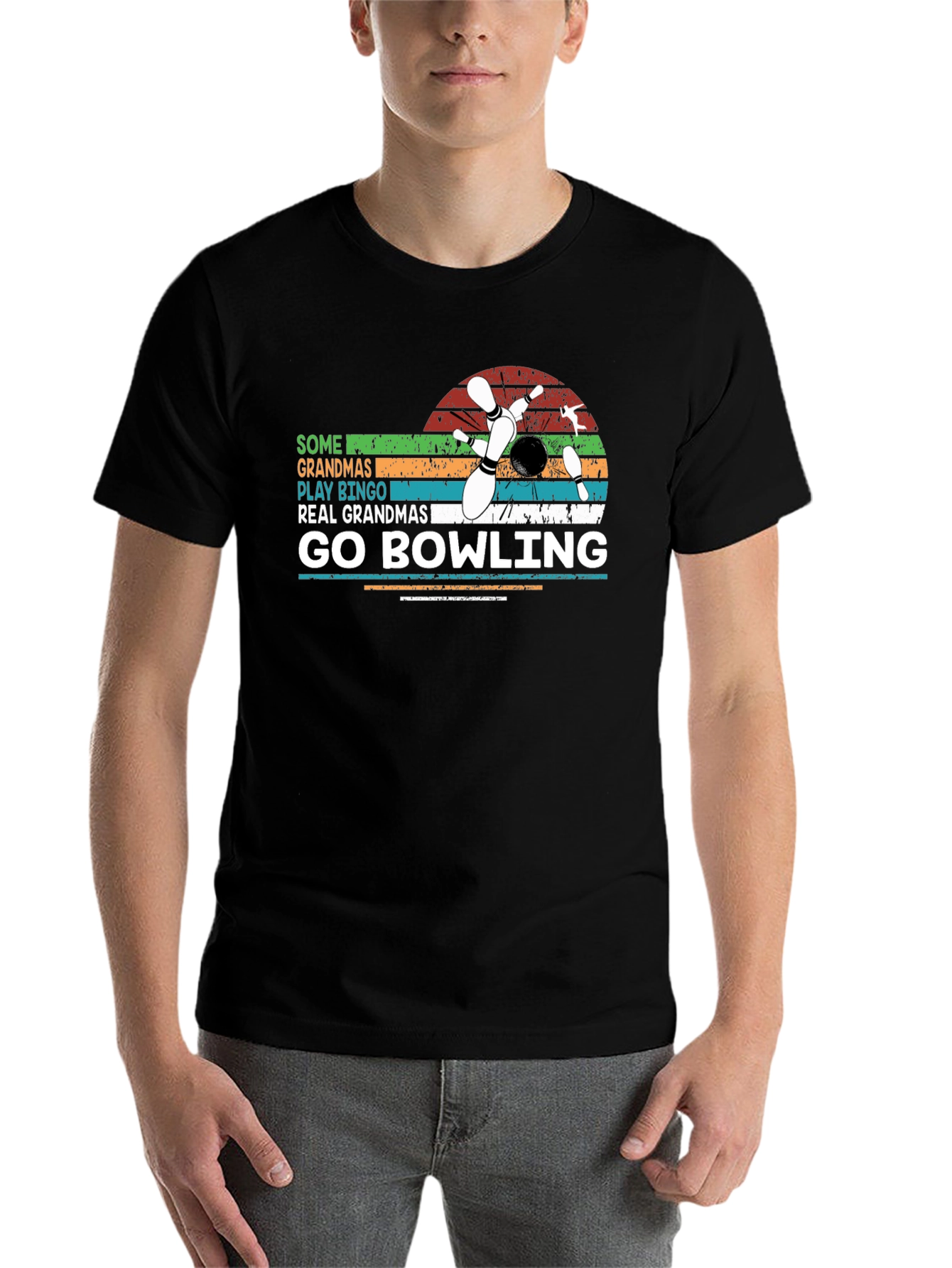 Black Grandma Bowling T-Shirt - Fun Graphic Tee view 7