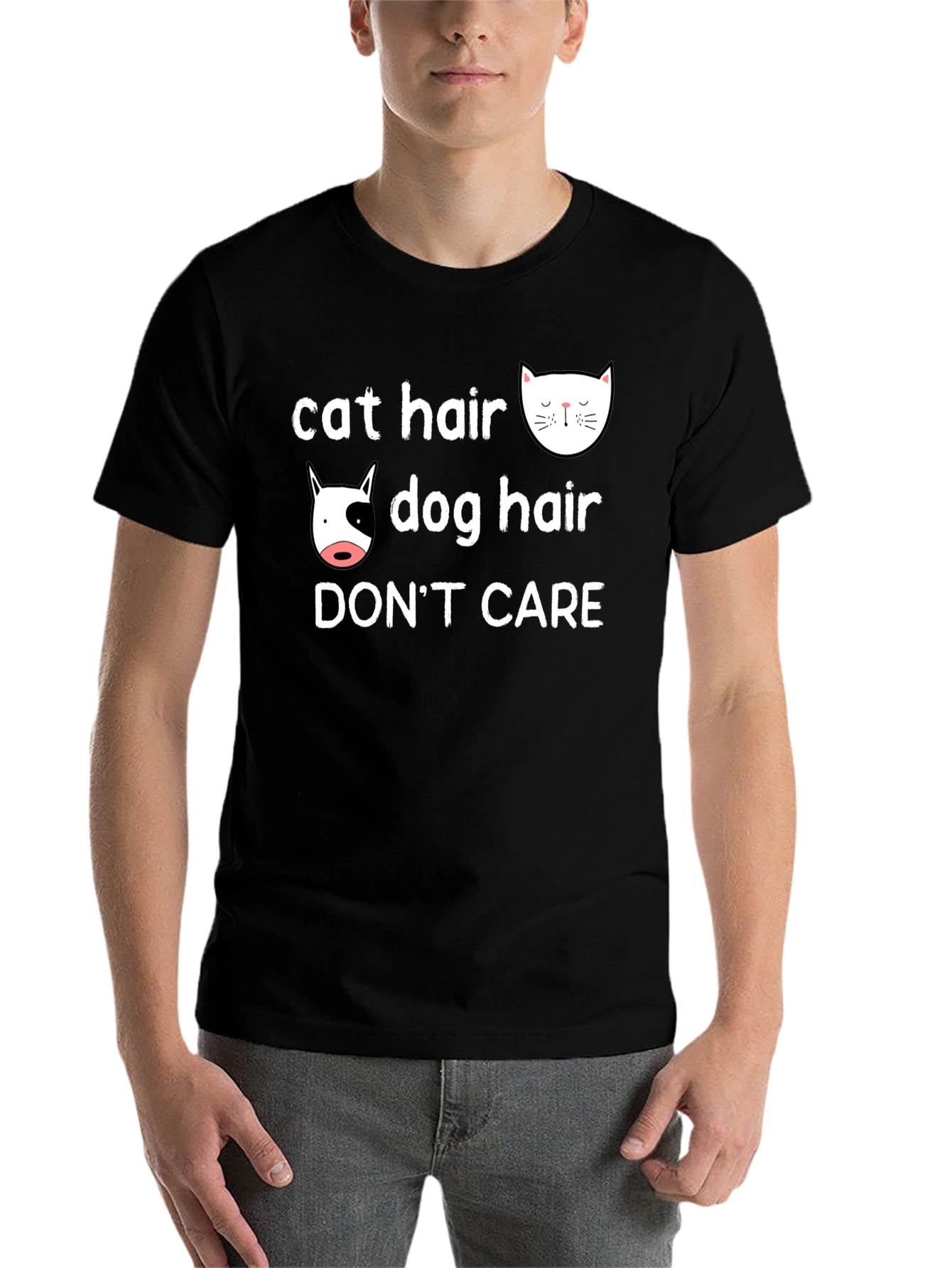 Black Cat & Dog Hair, Don't Care T-Shirt view 7