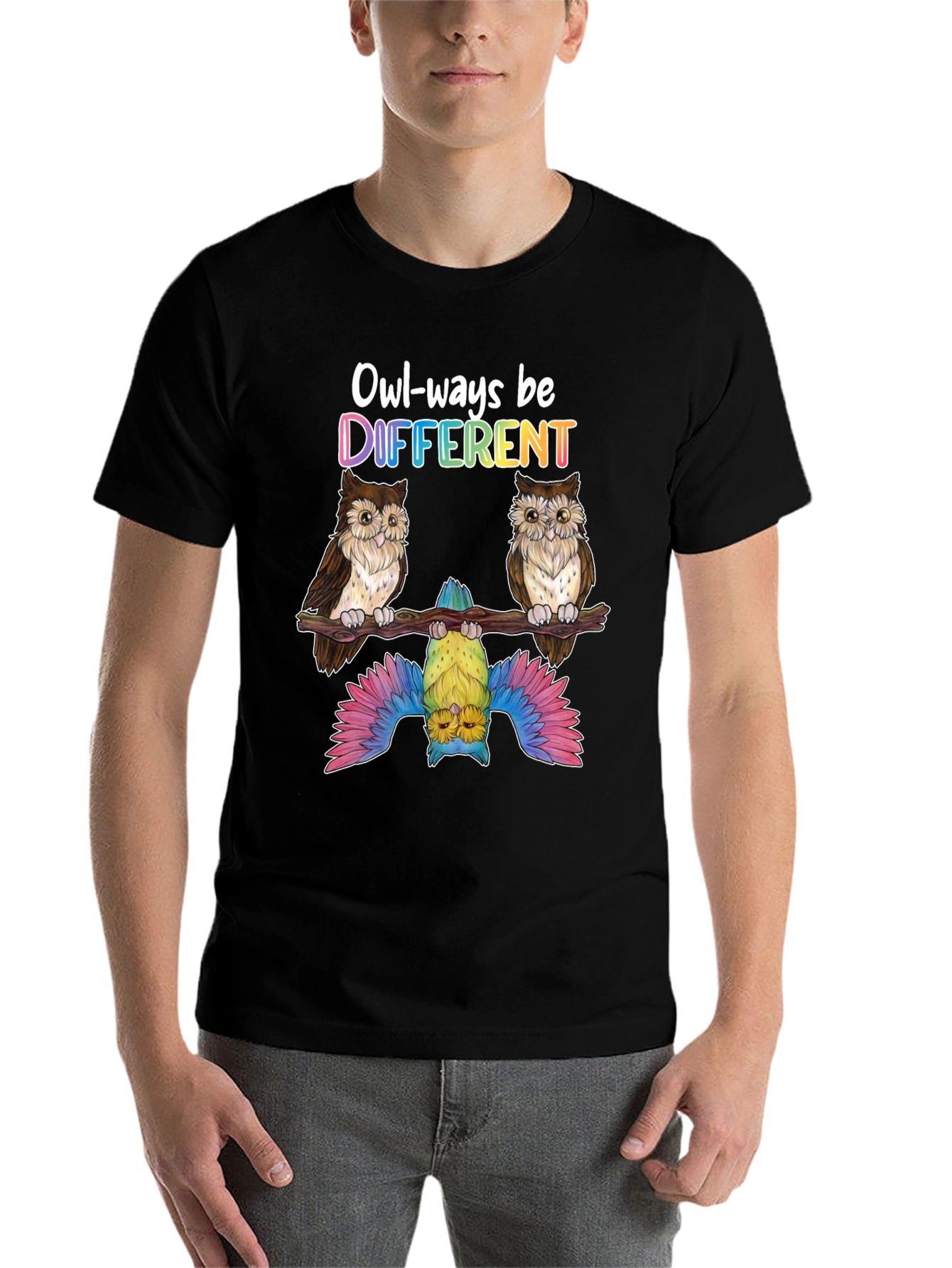 Black Owl-ways Be Different Graphic T-Shirt view 7