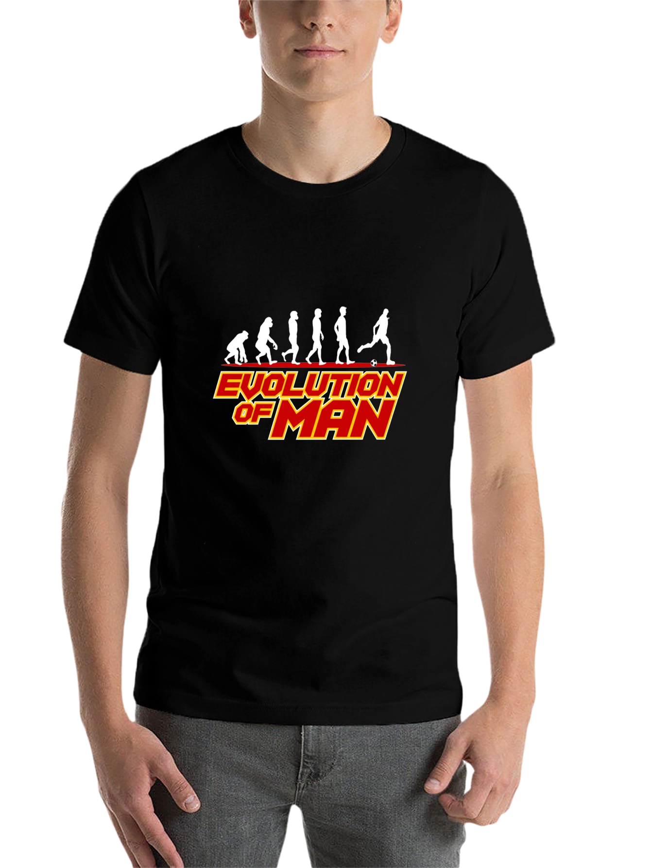 Black Evolution of Man Soccer Black T-Shirt view 7