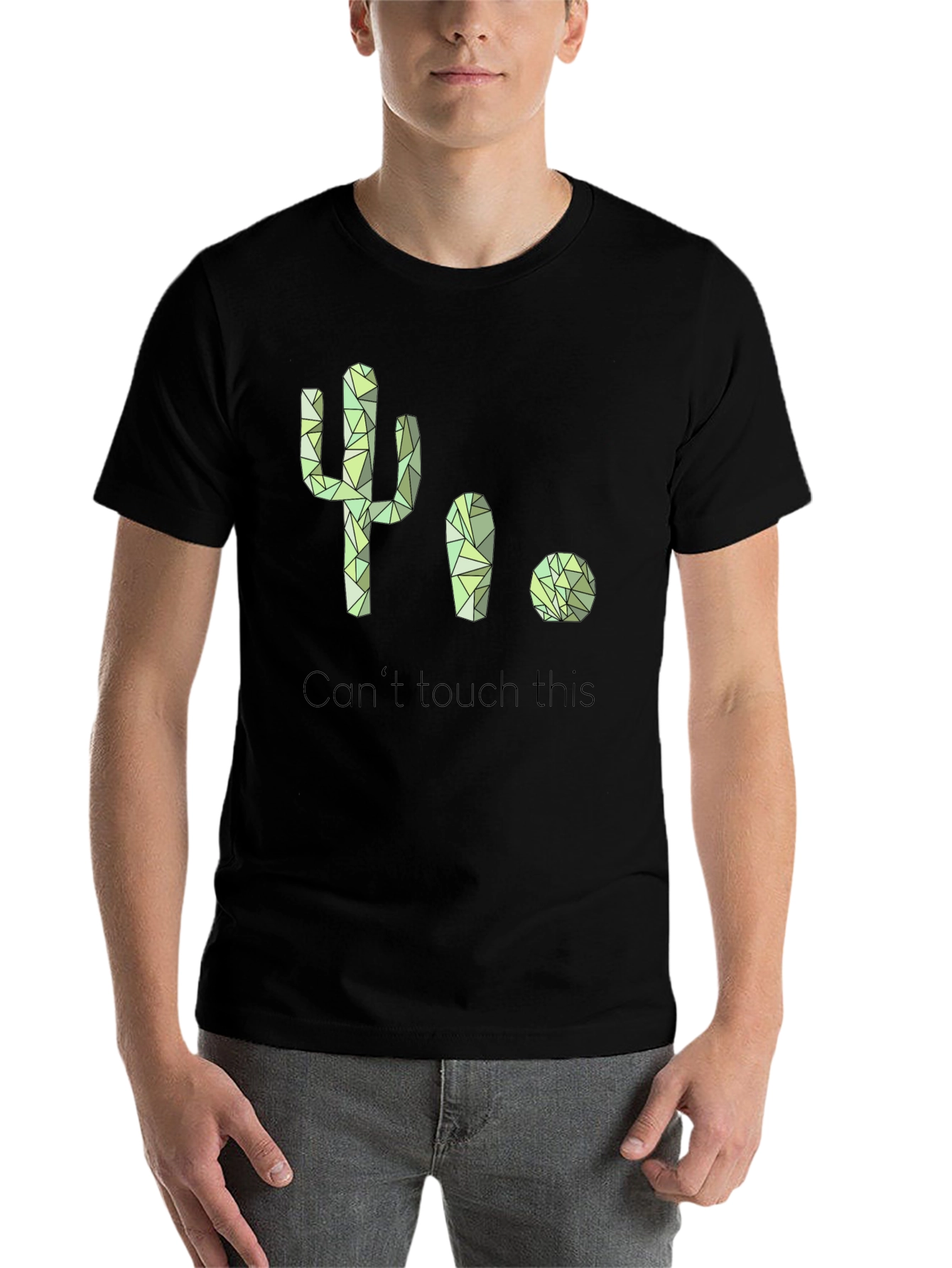 Black Cactus Geometric Design T-Shirt view 7