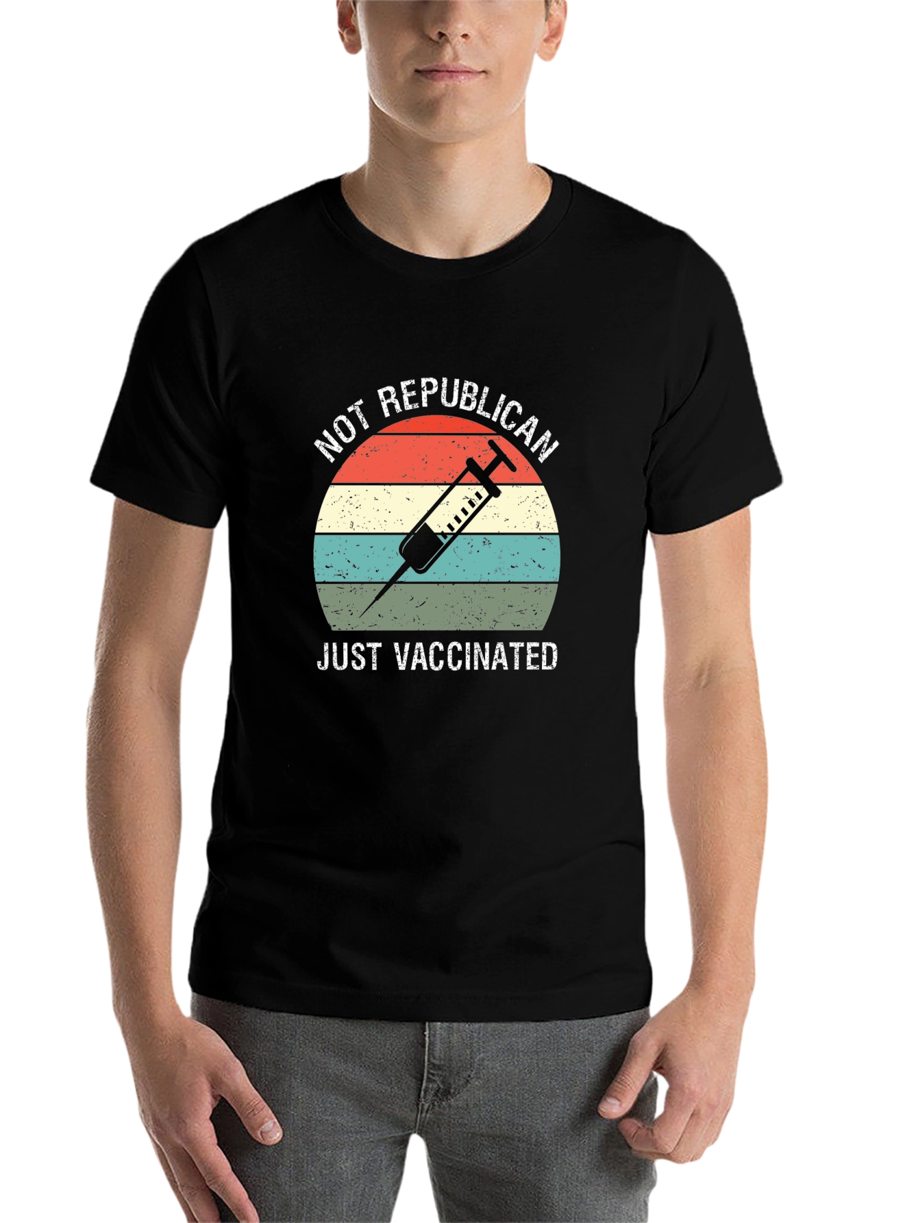 Black Not Republican, Just Vaccinated T-Shirt view 7