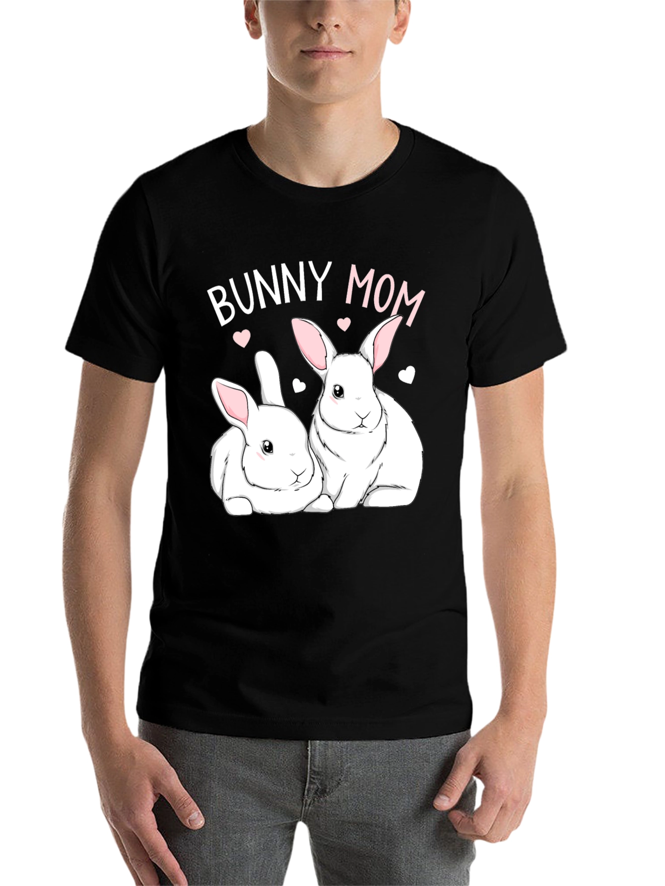 Black Bunny Mom T-Shirt - Cute Rabbit Graphic Tee view 7
