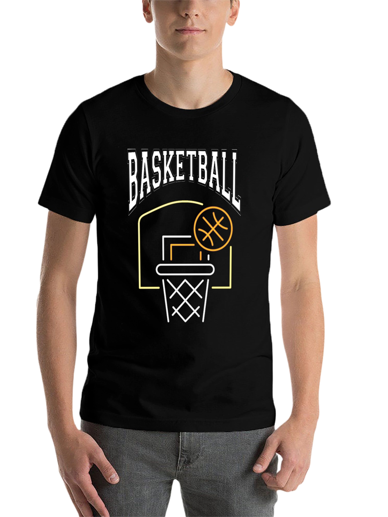 Black Basketball Graphic T-Shirt - Black, Sporty Design view 7