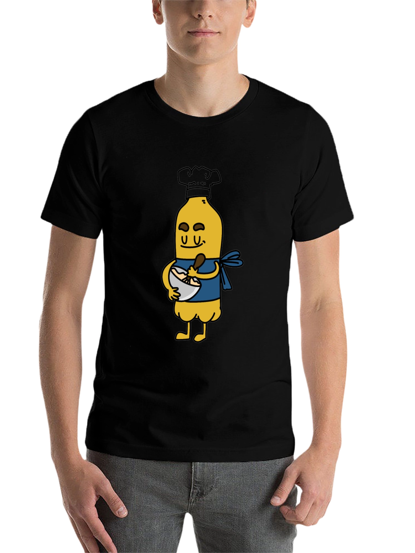 Black Chef Banana Cartoon Black T-Shirt view 7