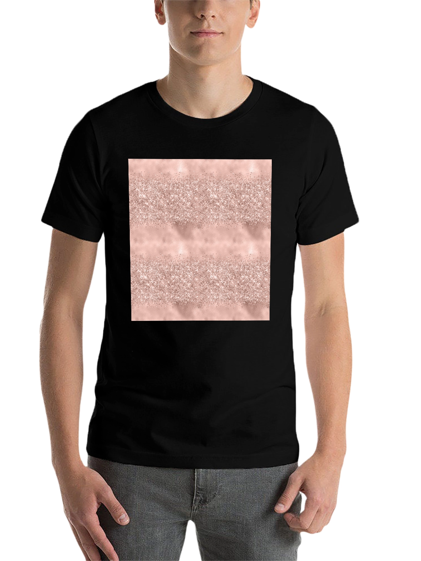 Black Glitter Texture Tee - Stylish Black T-Shirt view 7
