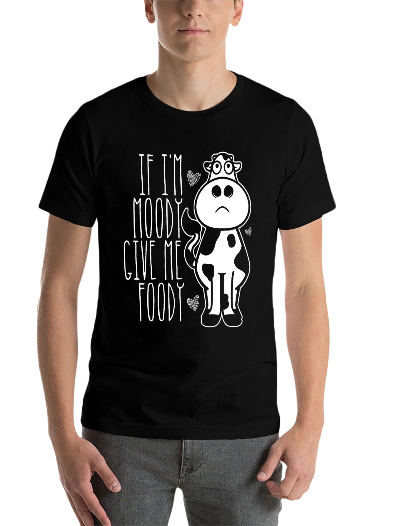 Black Moody Cow Graphic Tee -  Funny Foodie T-Shirt view 7
