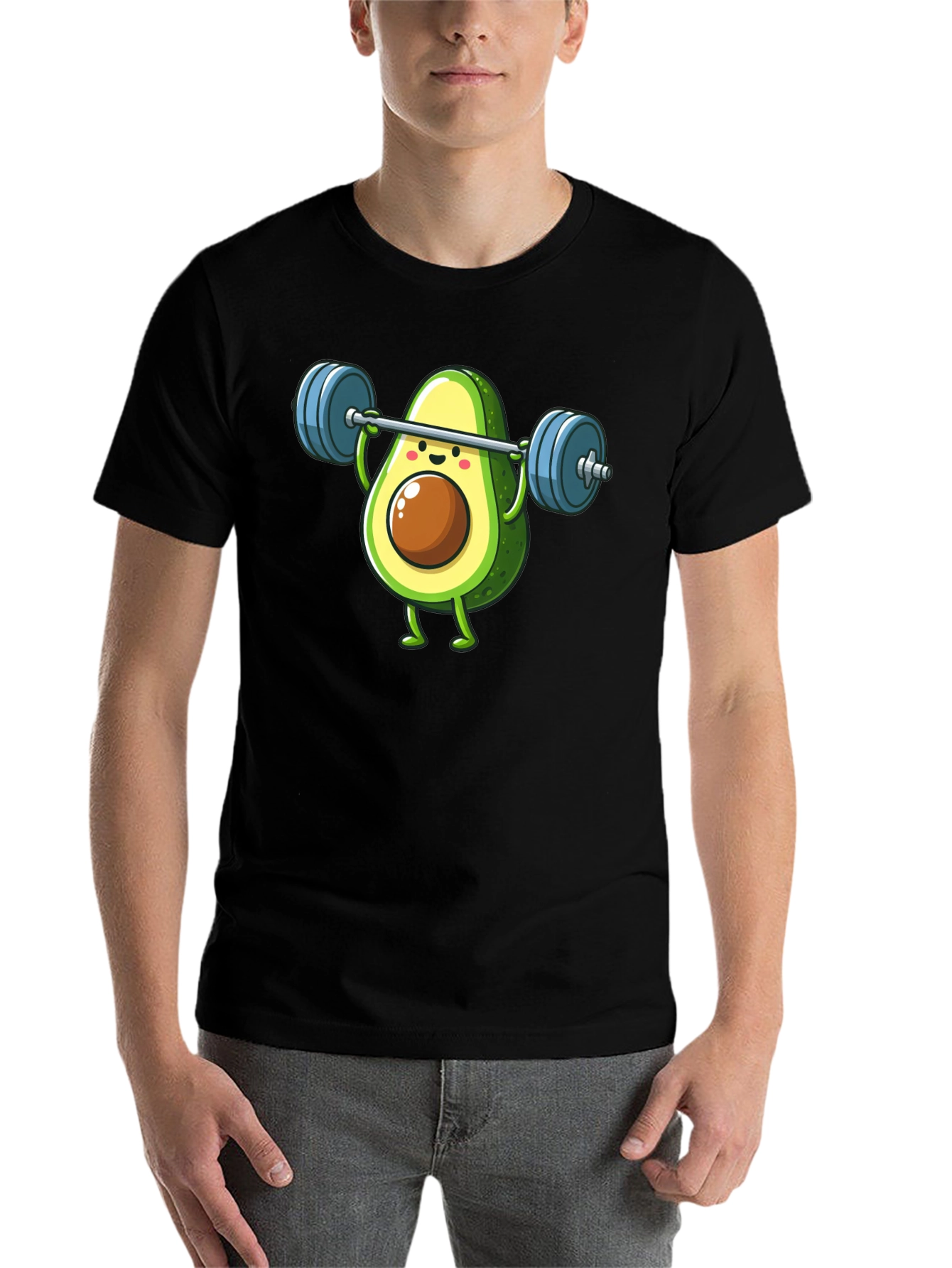 Black Avocado Lifting Barbell Funny Workout T-Shirt view 7