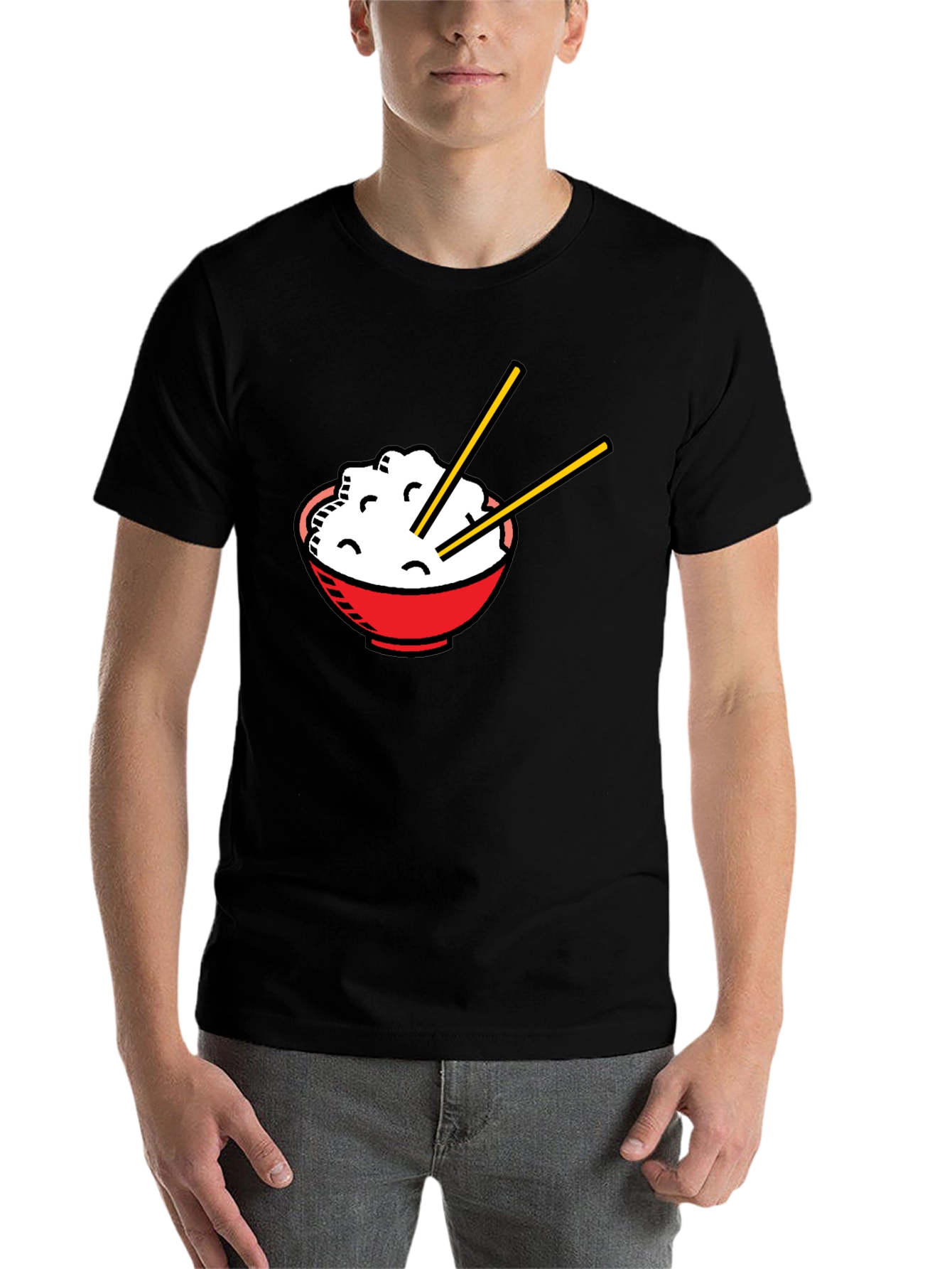 Black Rice Bowl Graphic T-Shirt - Unisex Asian Food Tee view 7