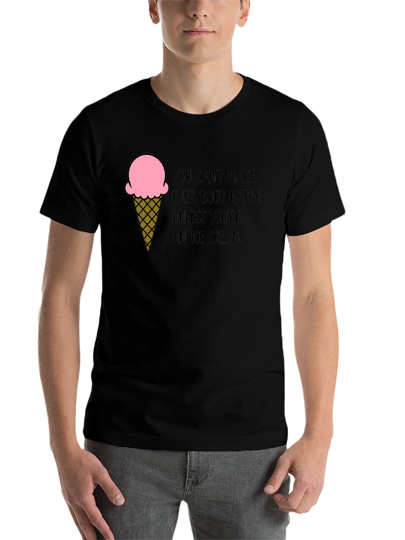 Black Ice Cream Quote Black T-Shirt view 7