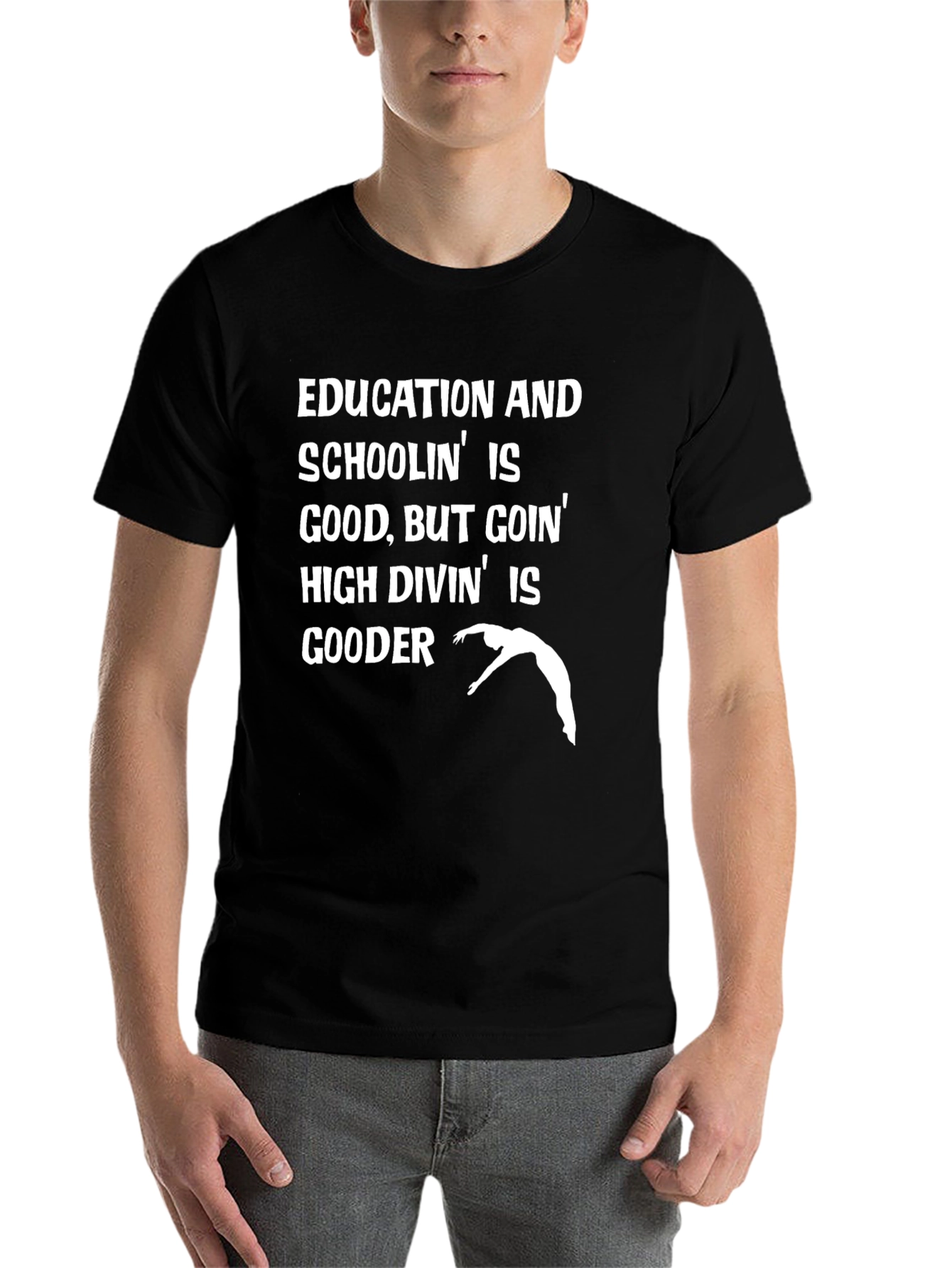 Black Education High Diving Humor T-Shirt view 7