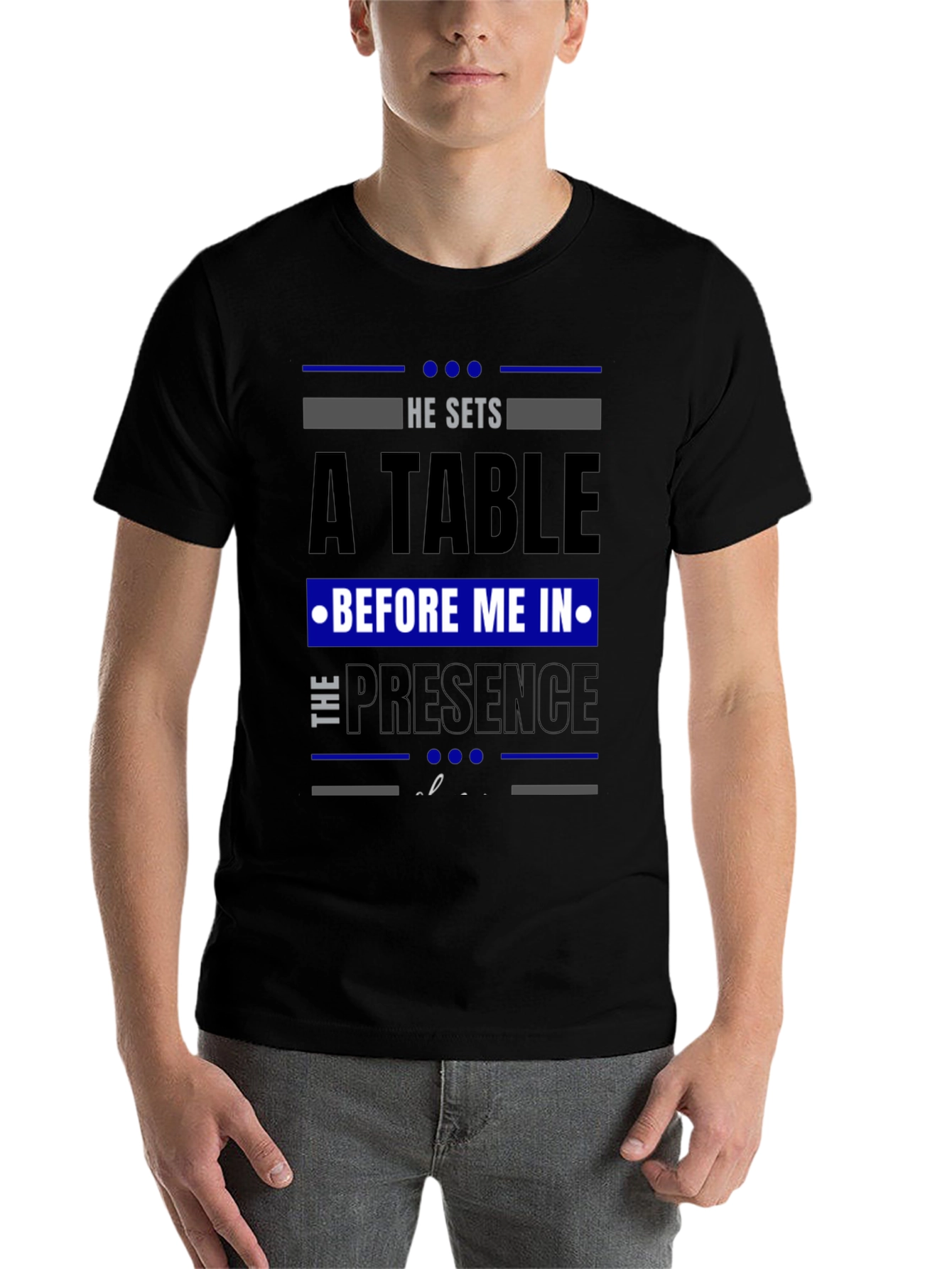 Black He Sets A Table Graphic Tee - Black Crew Neck view 7