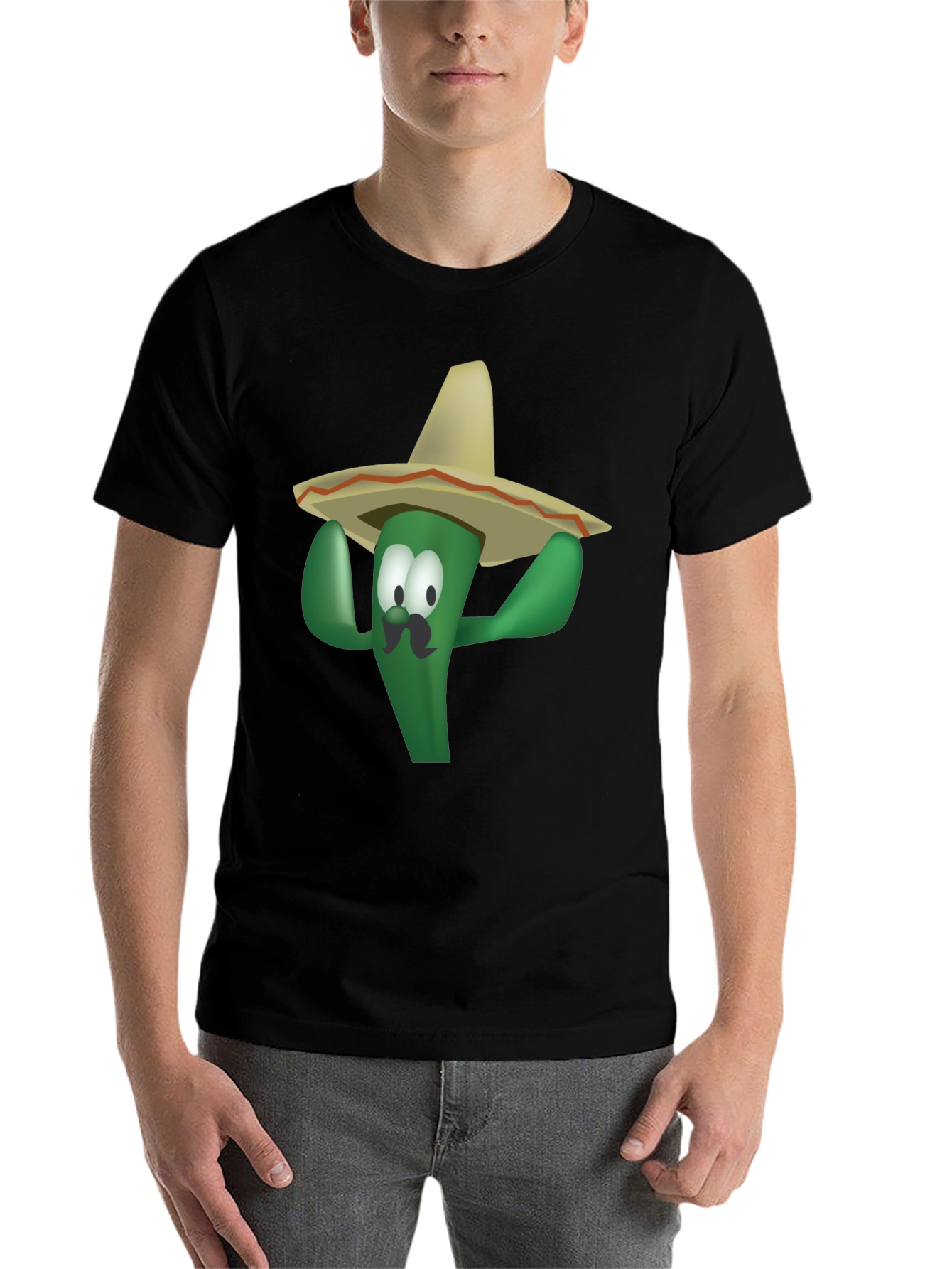 Black Cactus with Sombrero T-Shirt view 7