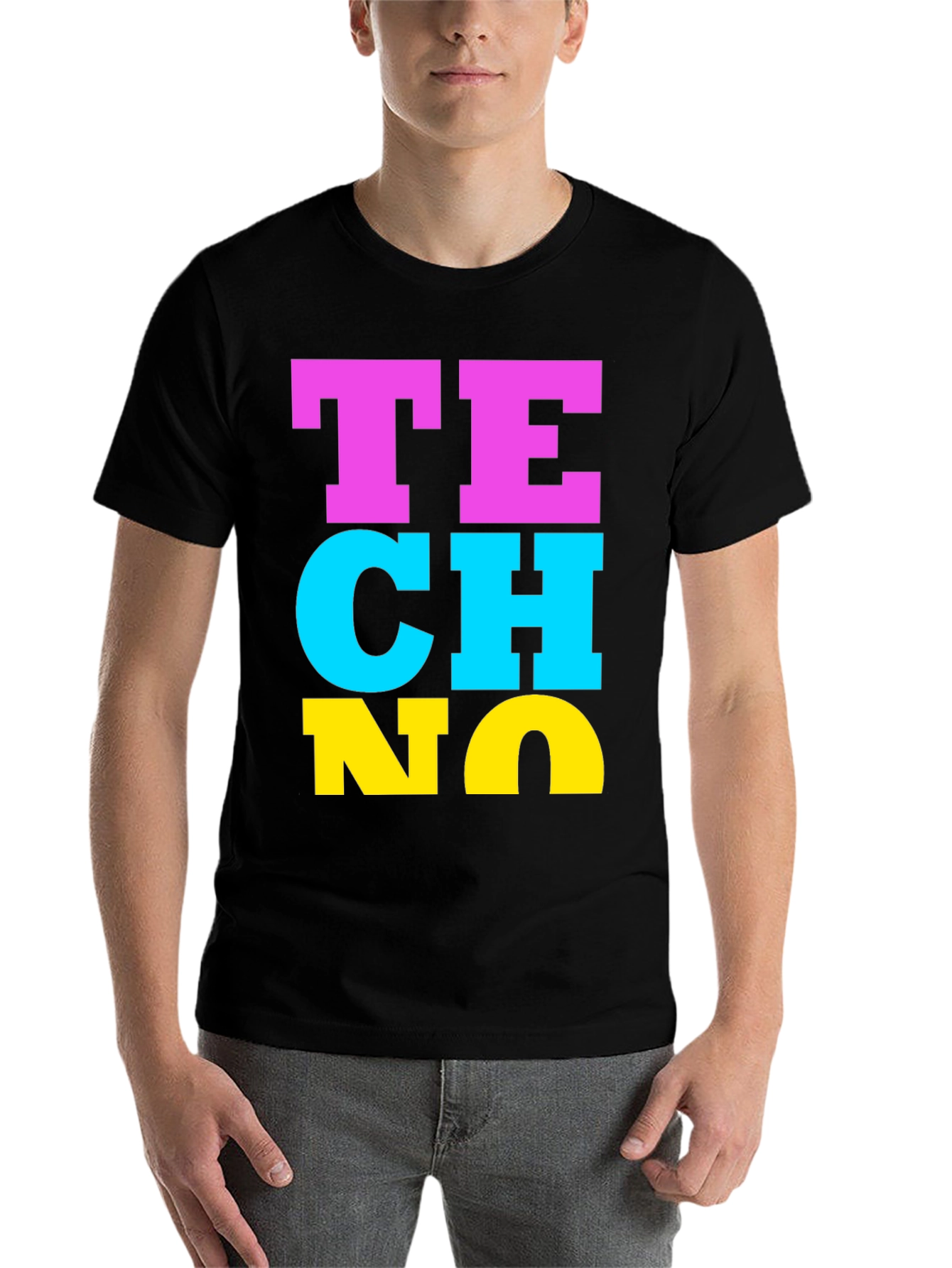 Black Techno Bold Statement T-Shirt view 7