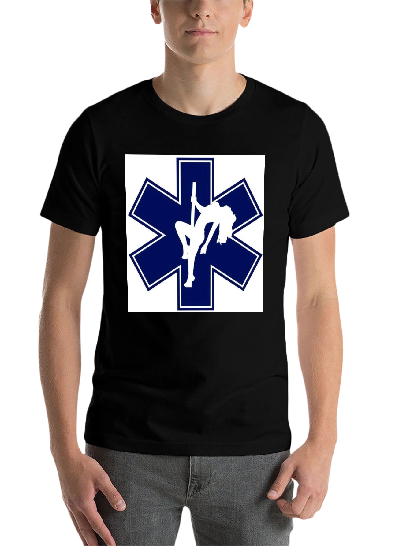 Black Star of Life Pole Dancer T-Shirt Funny EMT EMS Paramedic Tee view 7