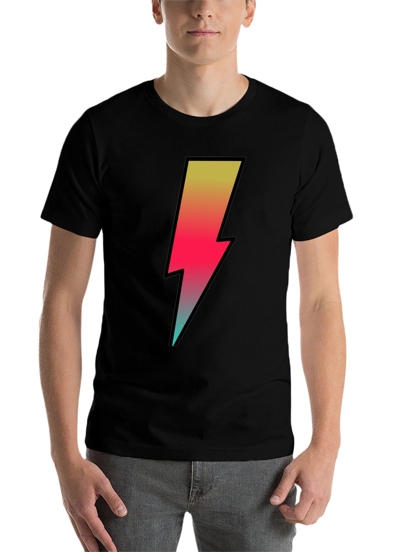 Black Lightning Bolt Graphic Tee - Black view 7