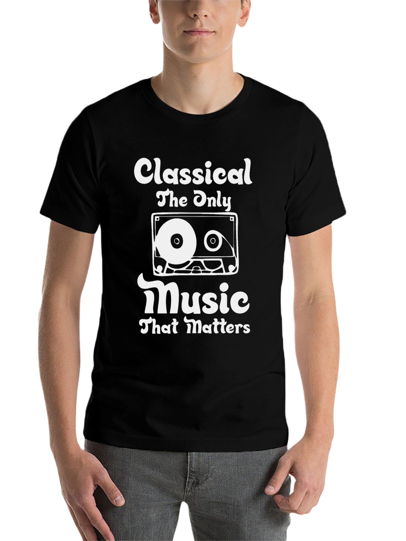Black Classical Music T-Shirt - Retro Cassette Graphic Tee view 7