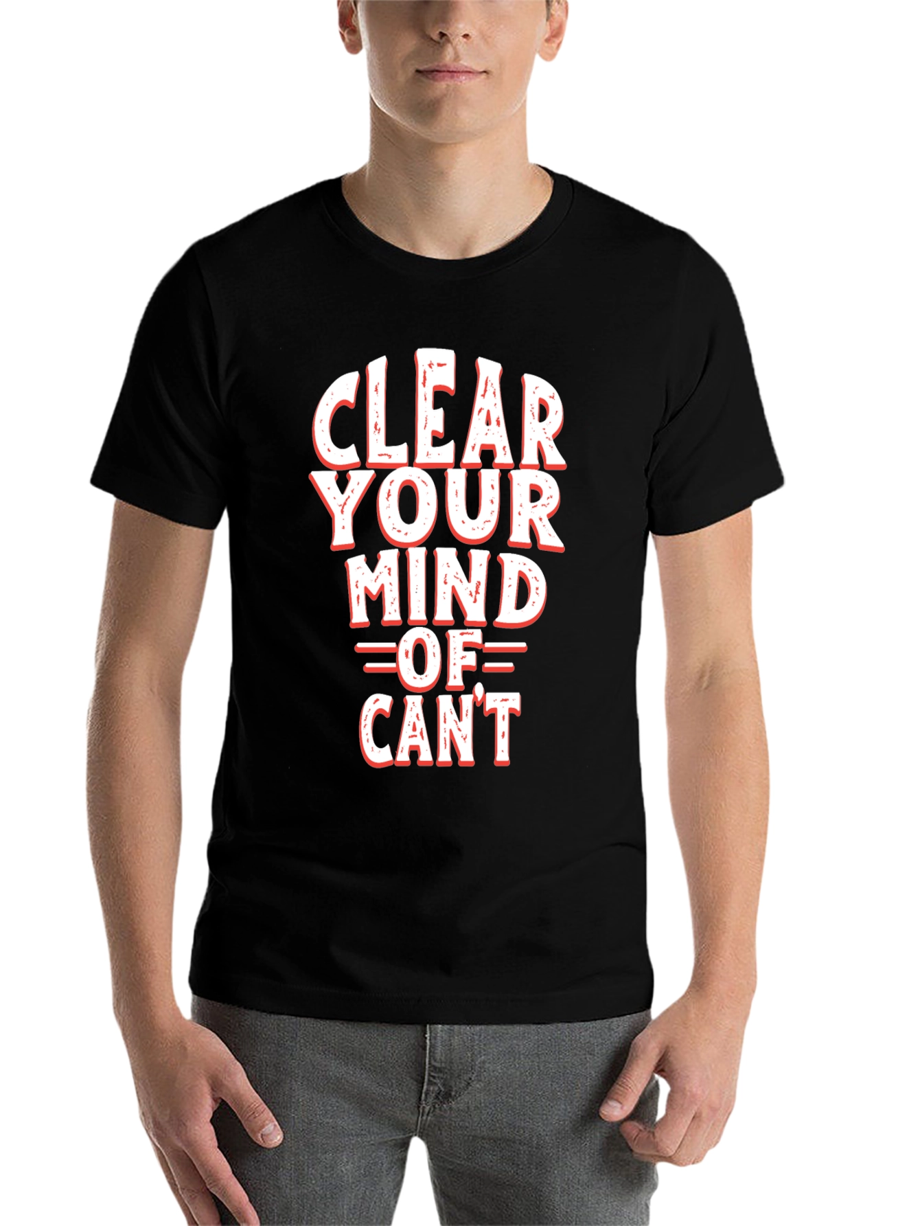 Black Motivational 'Clear Your Mind Of Can't' Graphic Tee view 7