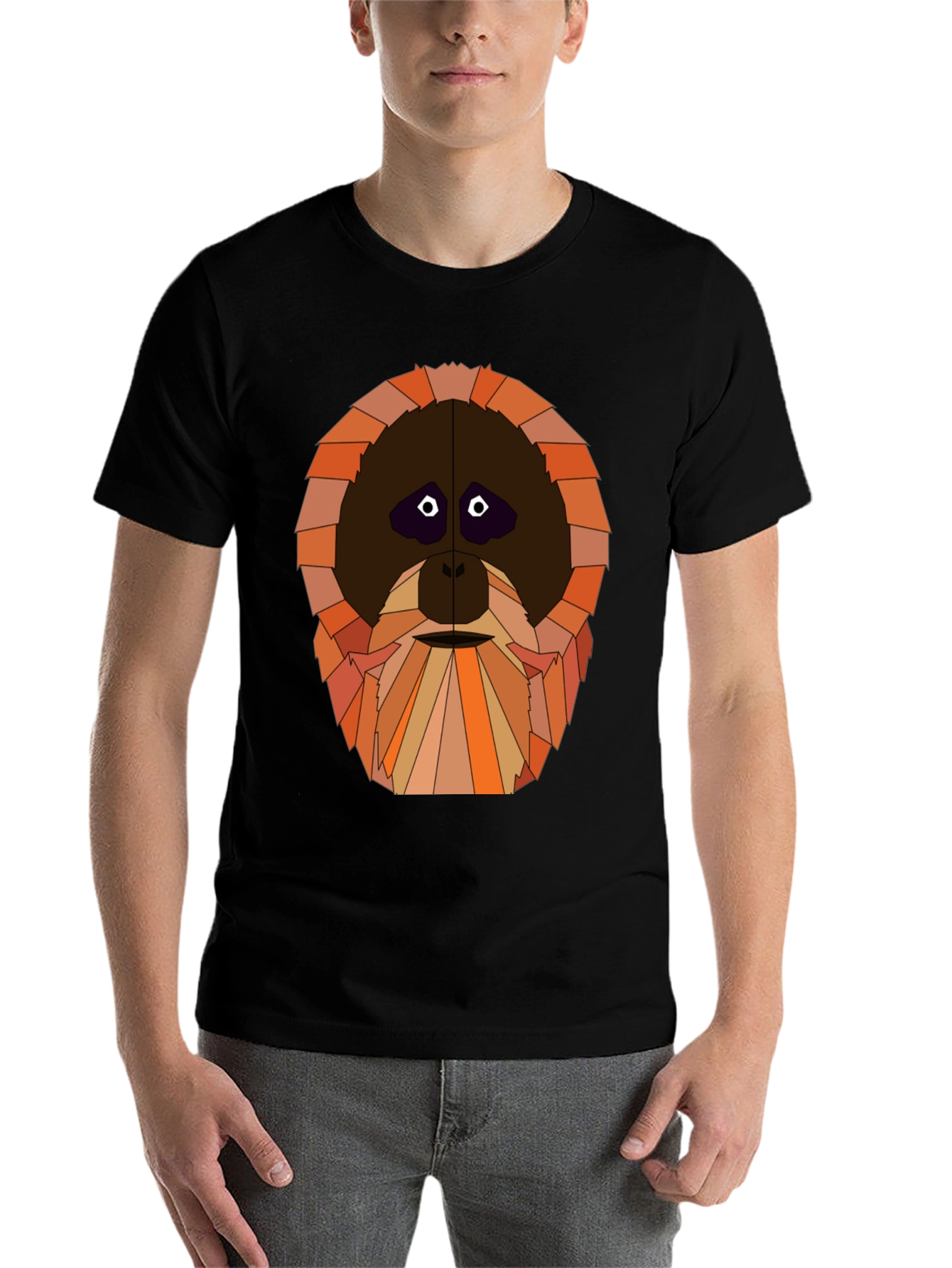 Black Orangutan Face Graphic Tee - Unique Geometric Design view 7