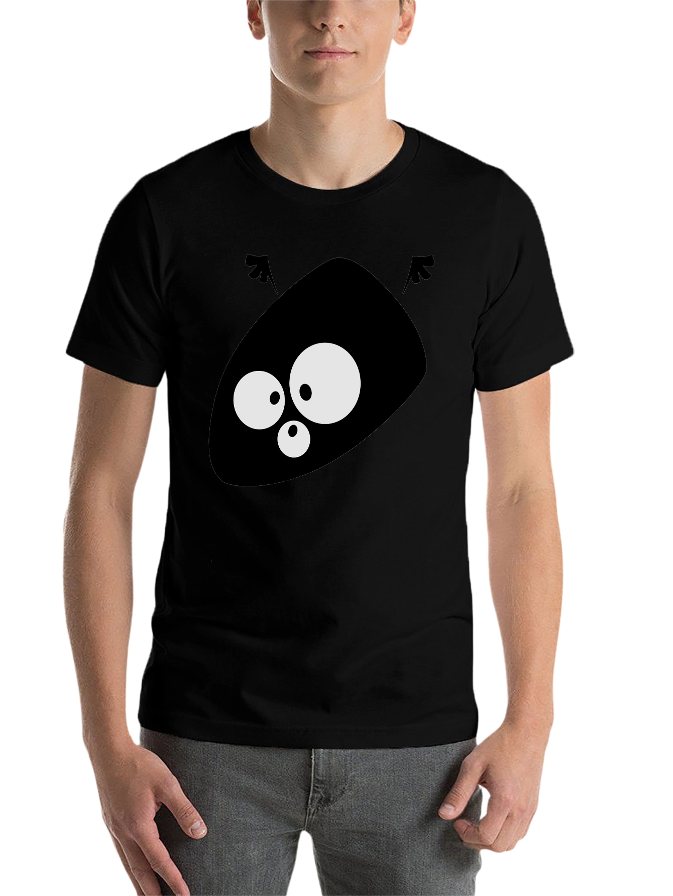 Black Funny Alien Face Graphic Black T-Shirt view 7