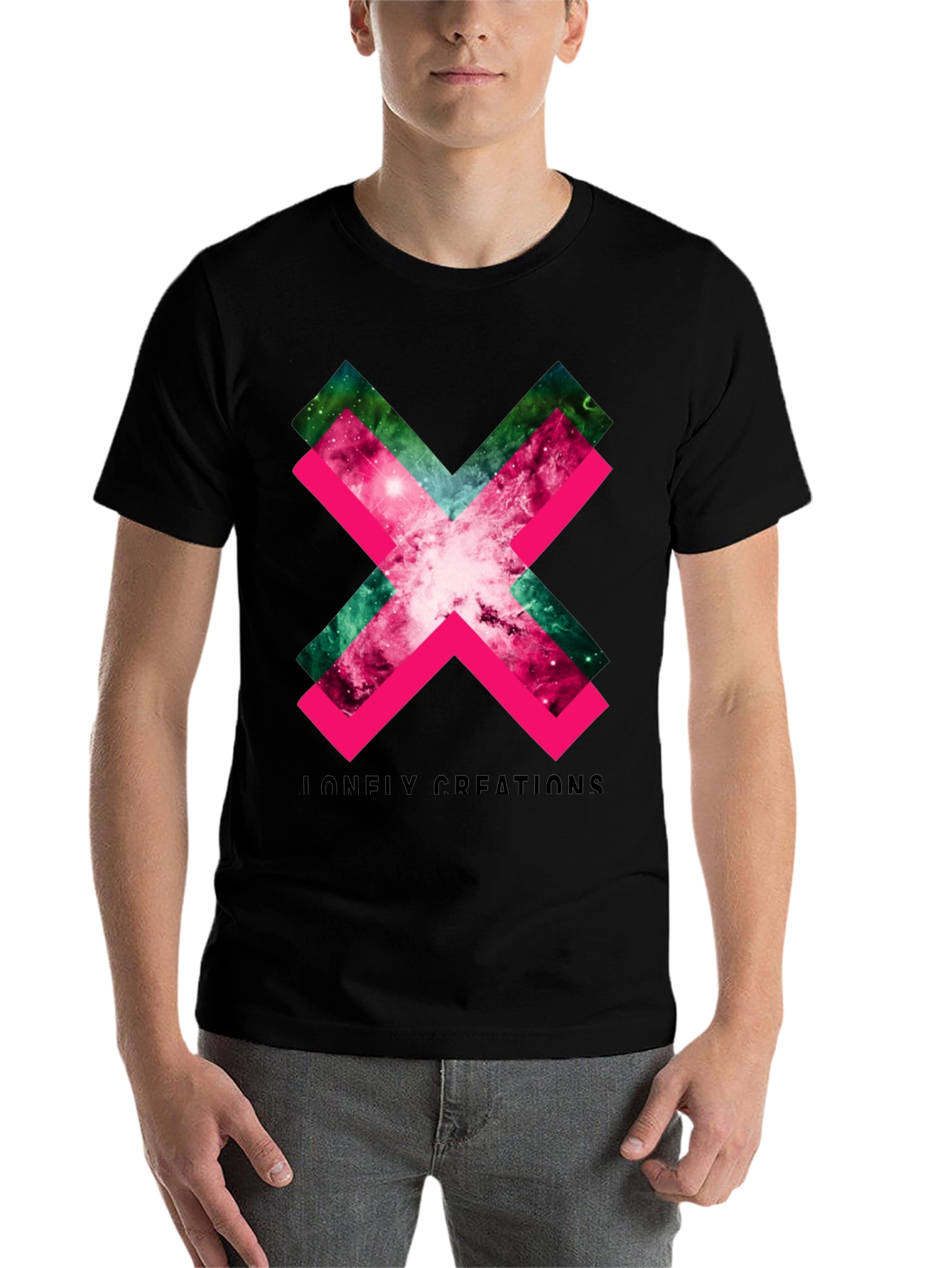 Black Galaxy X Graphic Tee - Black Cotton Blend T-Shirt view 7