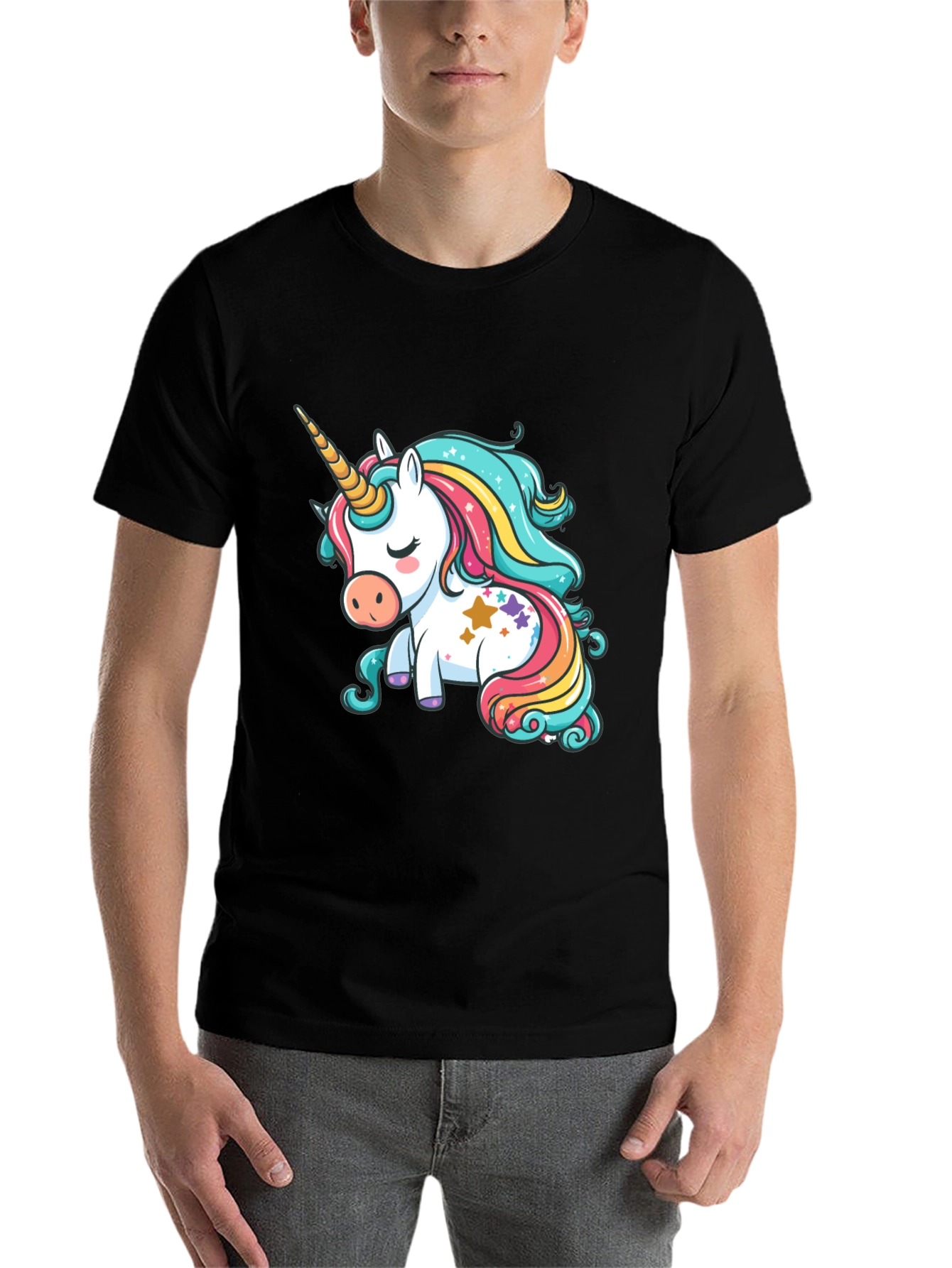 Black Unicorn Graphic Tee - Cute Cartoon Design view 7
