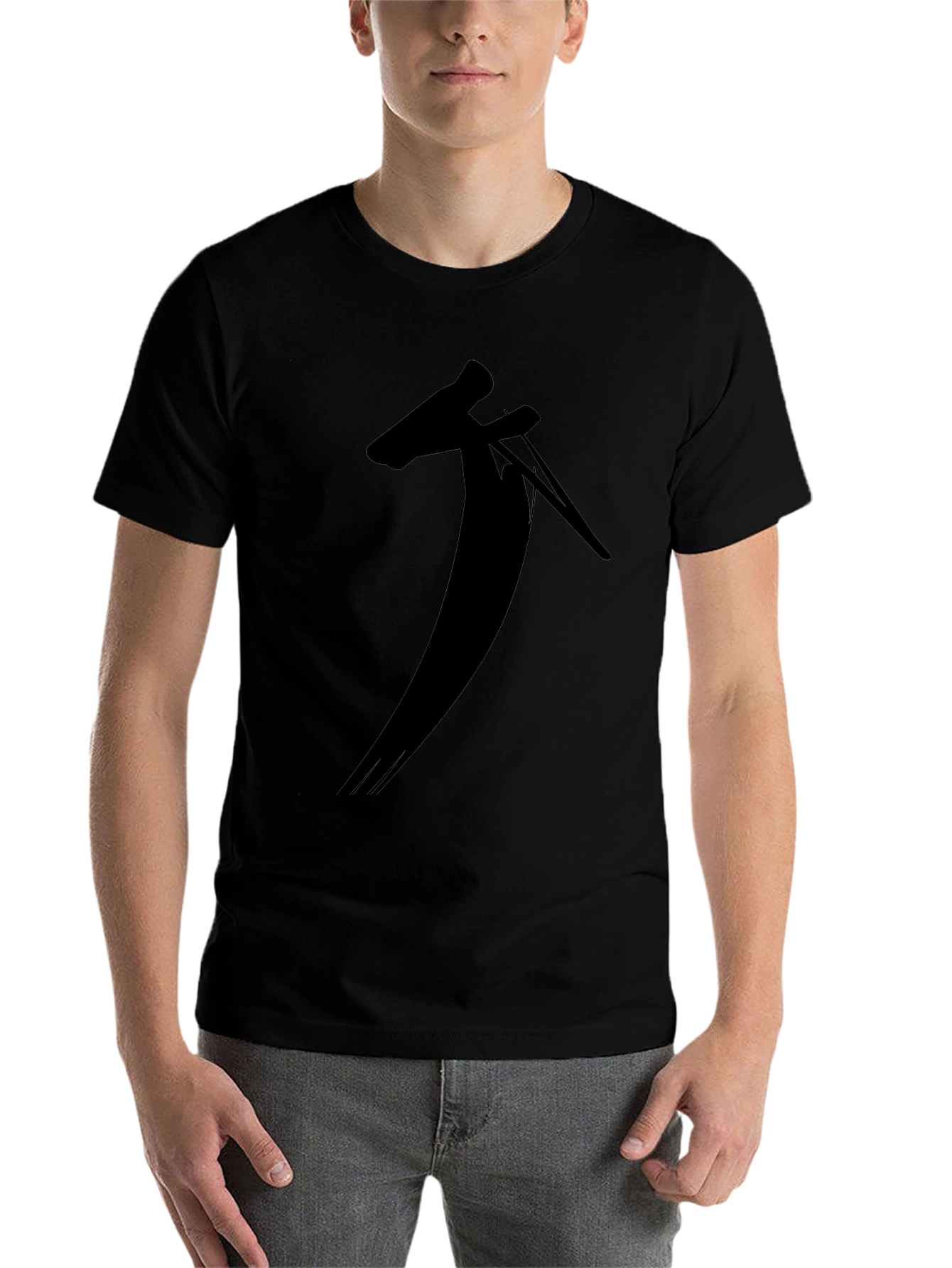 Black Black T-Shirt with Unique Silhouette Design view 7